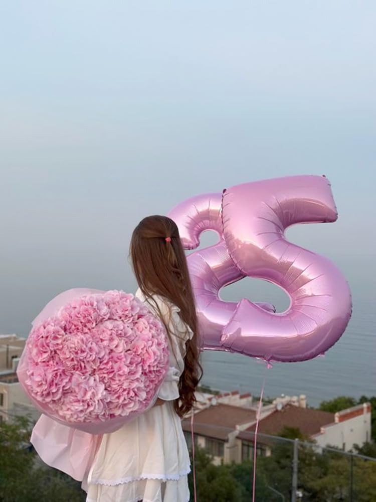 Enyeopd Pink 15 Balloon Number — 40-Inch Birthday & Milestone Party Decor