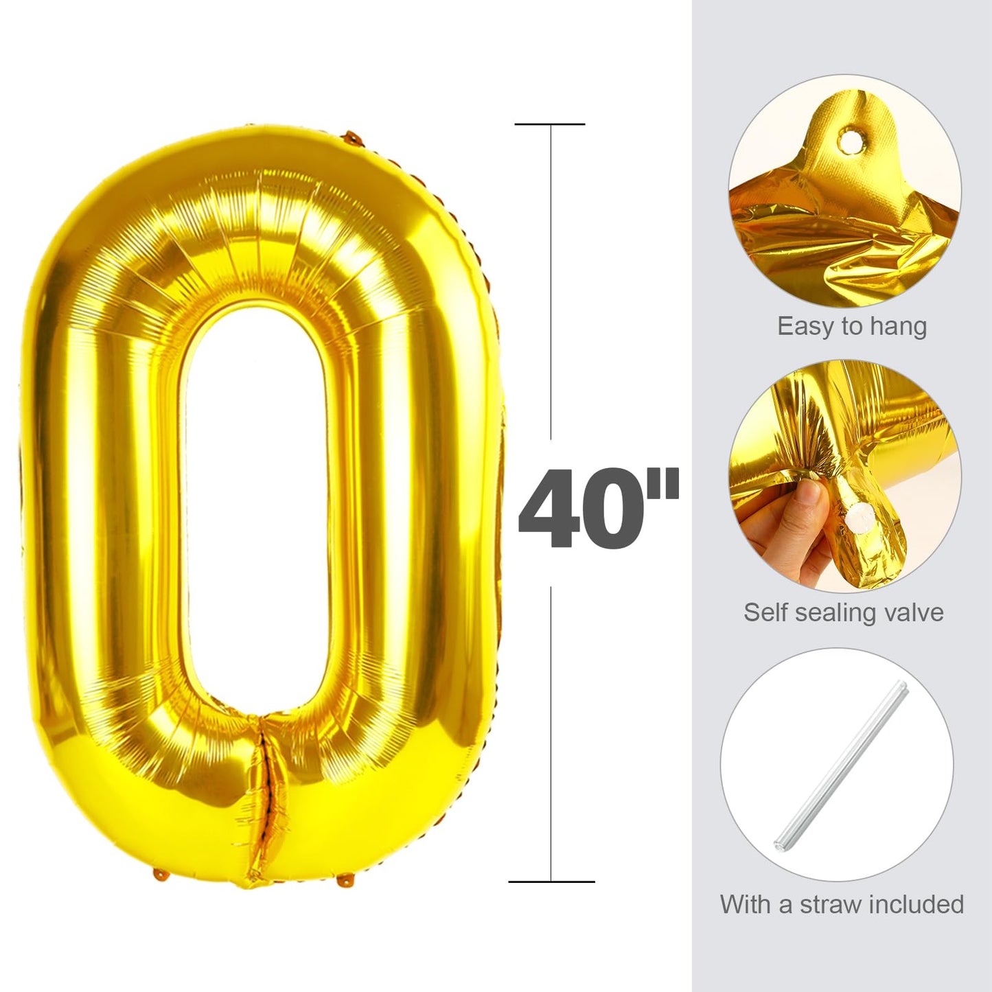Enyeopd Gold 30 Balloons – 30th Birthday Decorations for Him & Her | 40-Inch Number Balloon Set