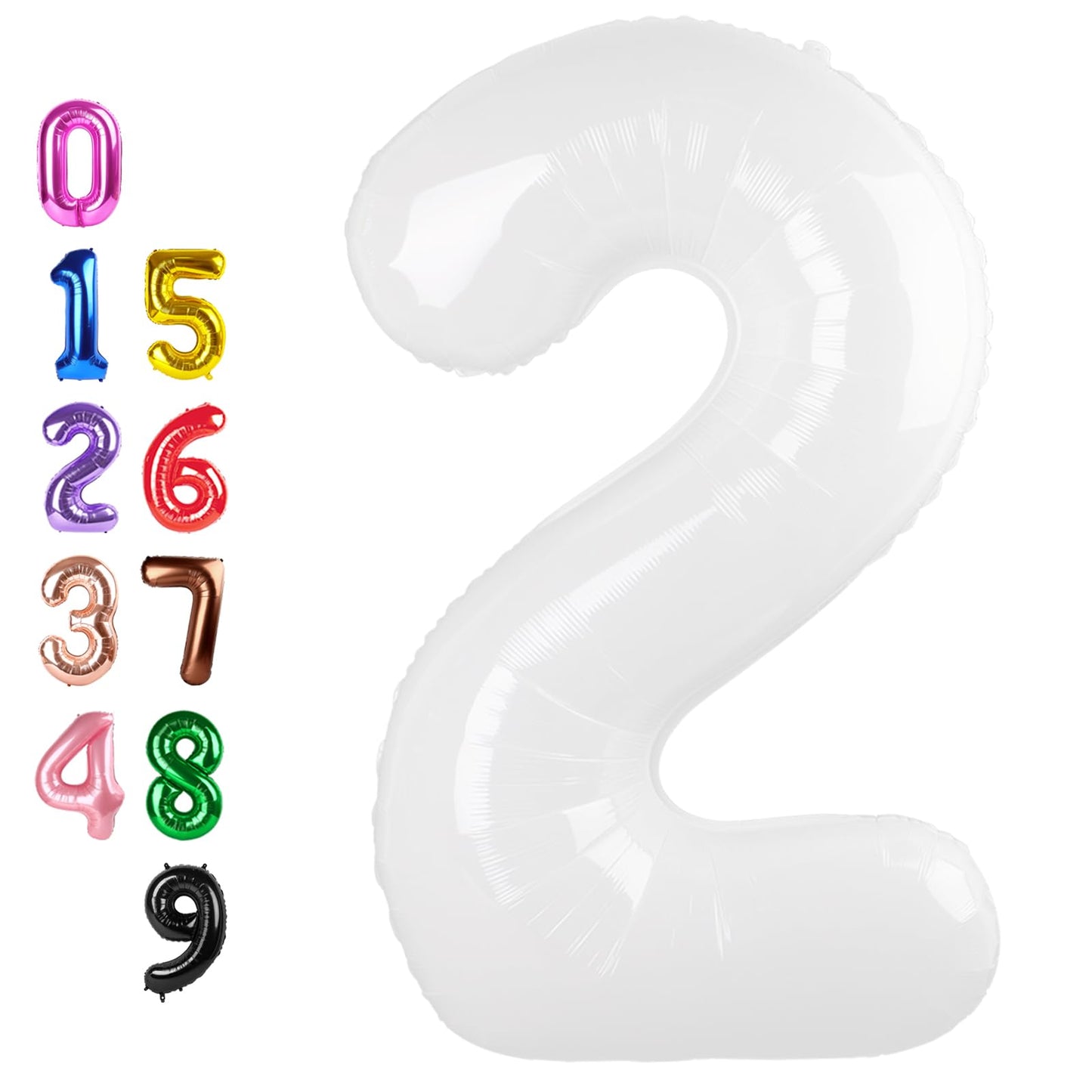 Enyeopd White Birthday Number Balloon 40-Inch – 2 for Celebrations (Baby Shower, Graduation, Wedding)