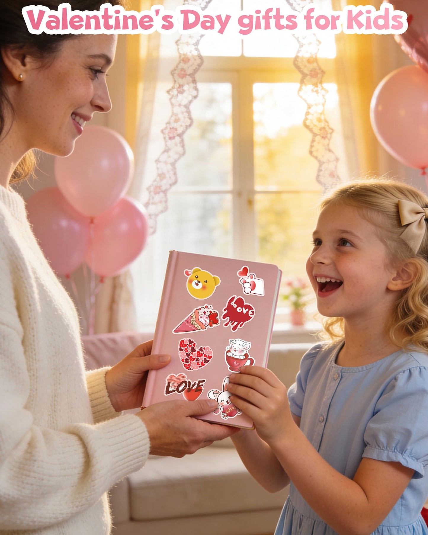 Eoaod 200-Pack Valentines Stickers for Kids Classroom — Waterproof Heart & Cupid Vinyl for Scrapbooks, Cards, and Crafts