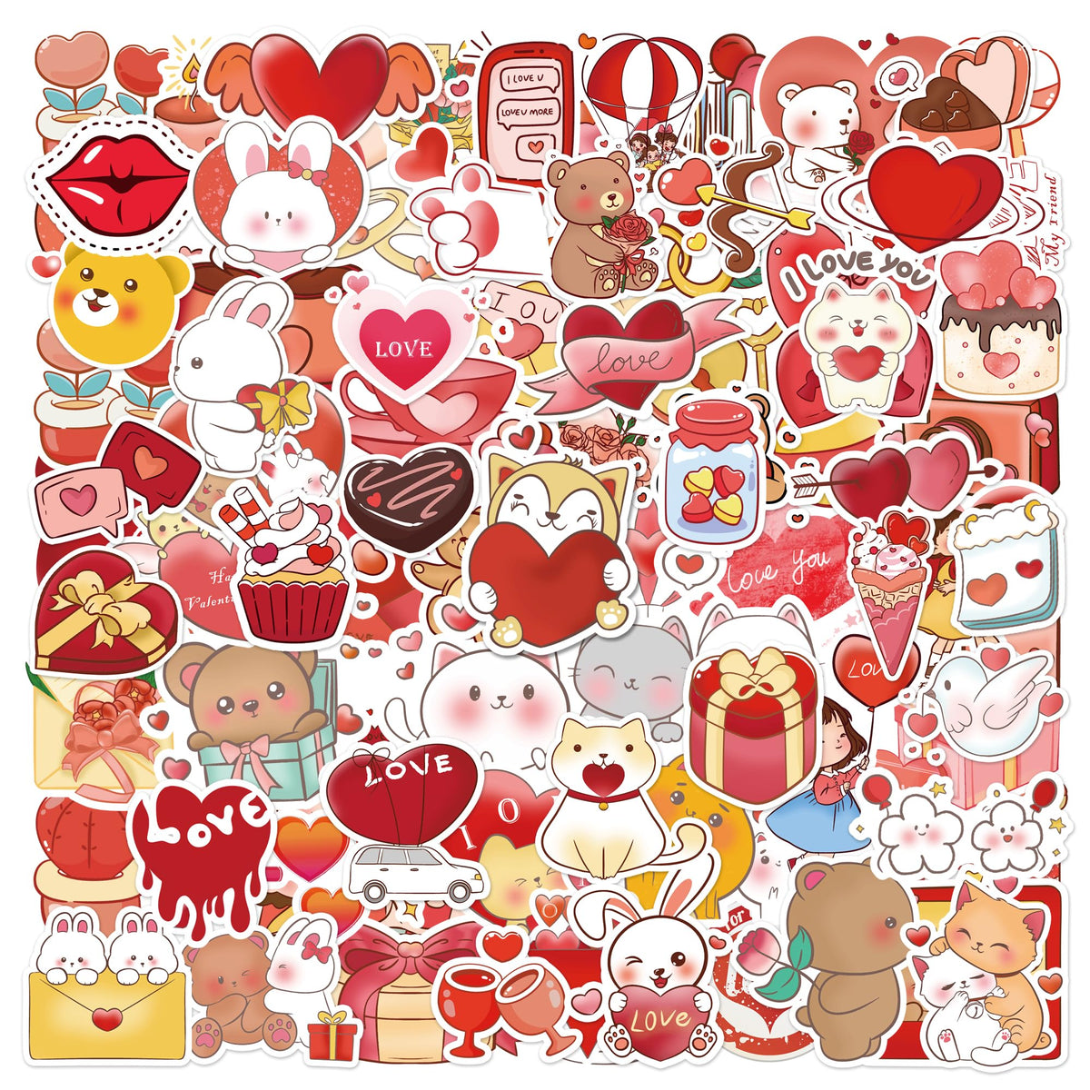 Eoaod 200-Pack Valentines Stickers for Kids Classroom — Waterproof Heart & Cupid Vinyl for Scrapbooks, Cards, and Crafts