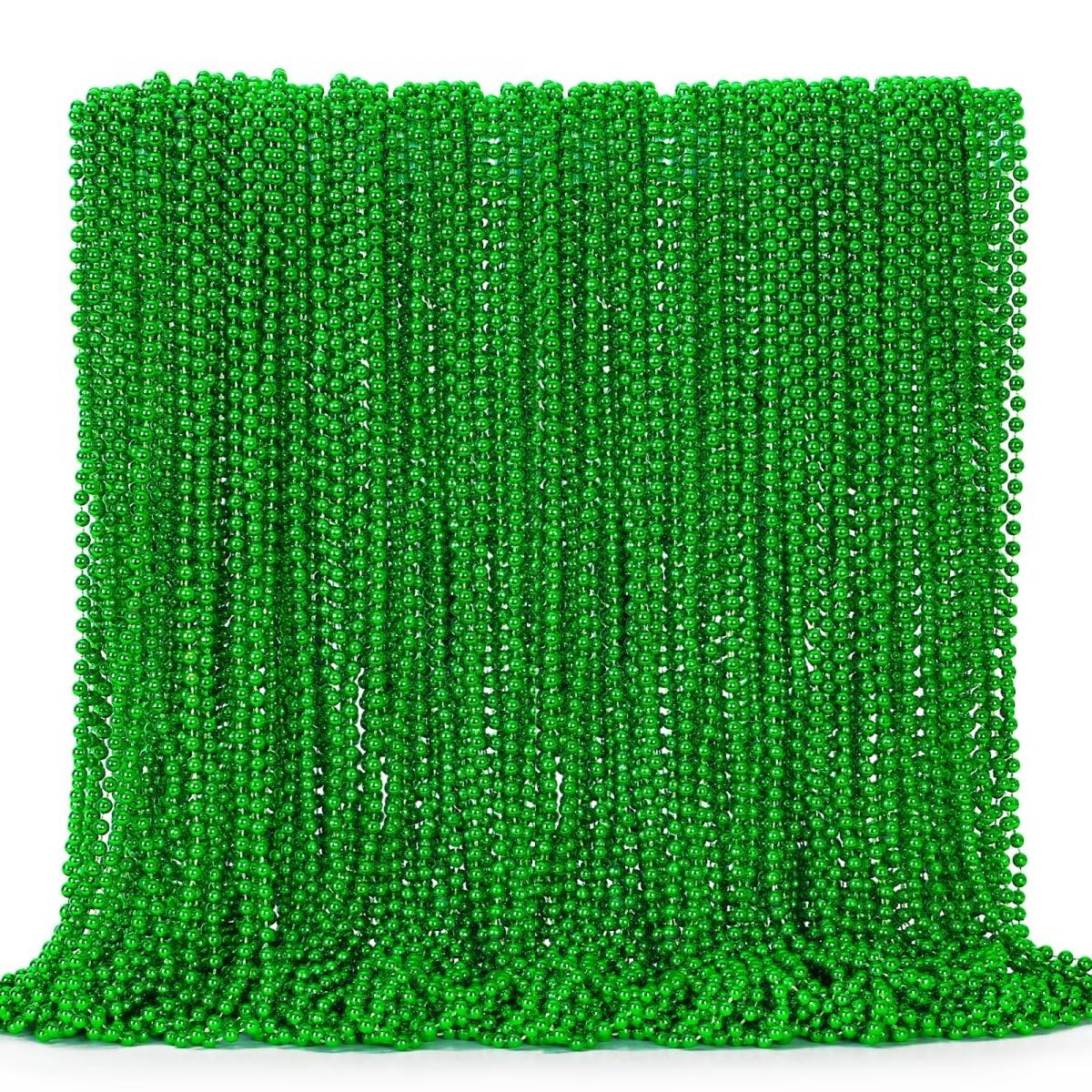 EOBOH 144Pcs St Patrick's Day Beads Bulk – Green Necklaces for Parades & Parties