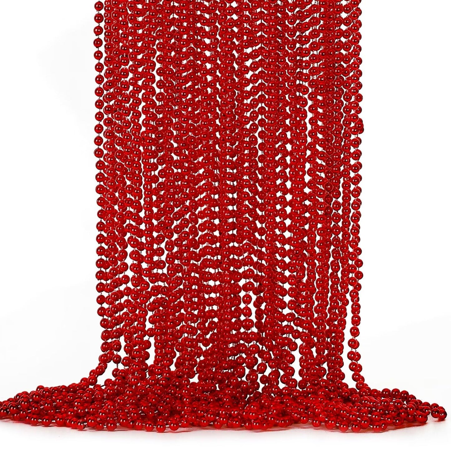 EOBOH 24Pcs Red Bead Necklace Set — 33-inch Party Favors for Mardi Gras, Christmas & Weddings