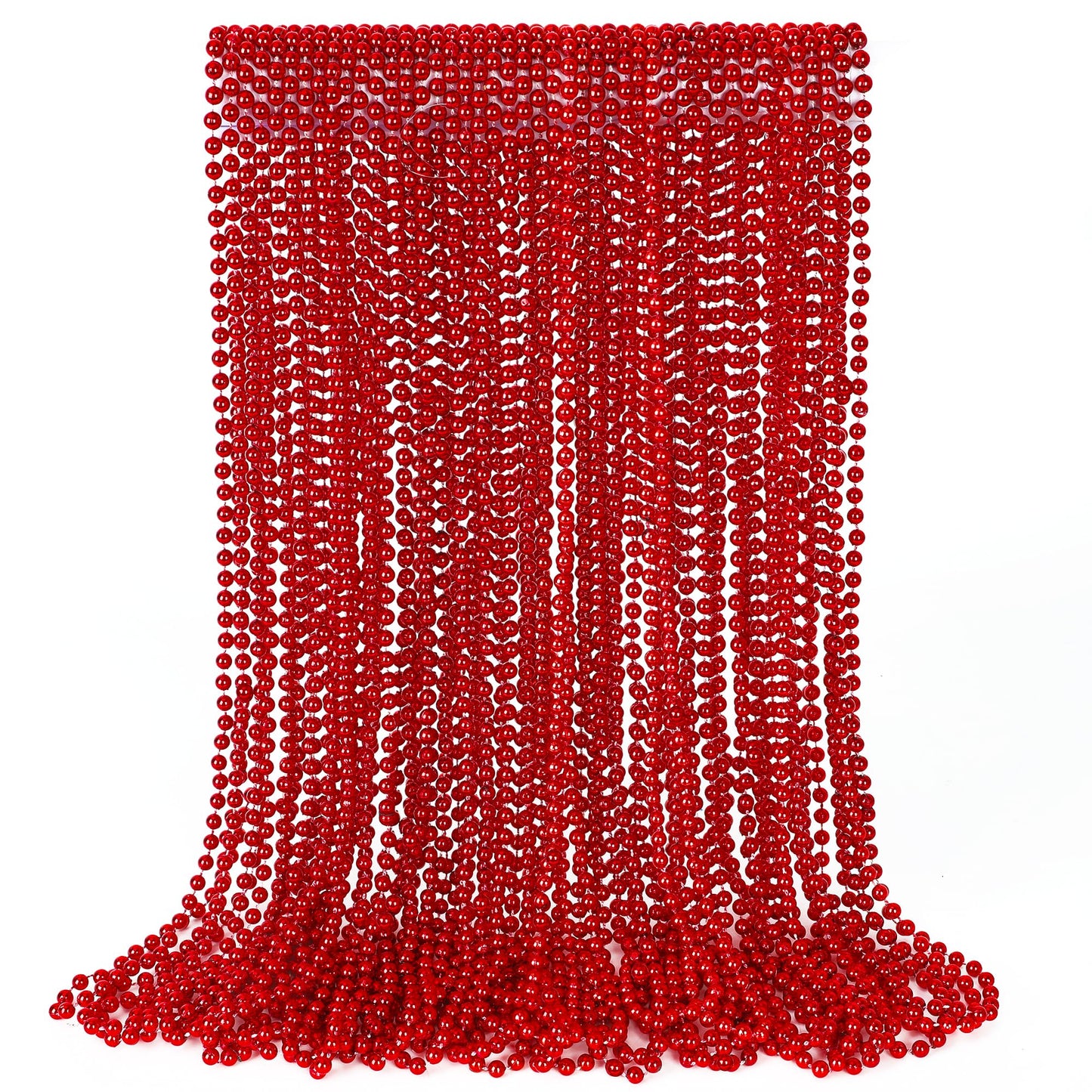 EOBOH 30PC Red Beaded Necklaces Pack – 33in Length Party Favors & Festive Decor