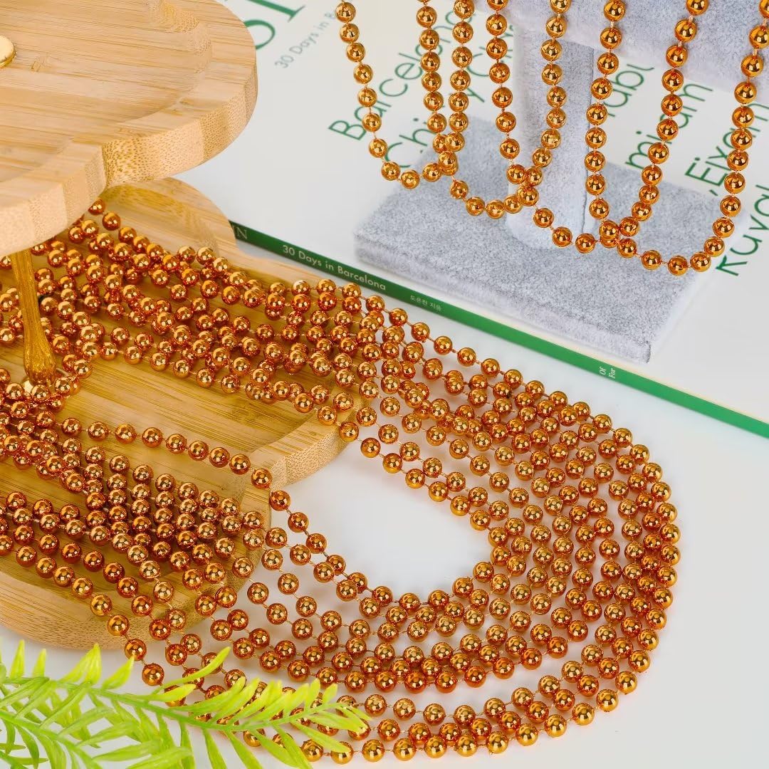EOBOH 72PCS Mardi Gras Beads: 33 Inch Orange Bead Necklaces for Mardi Gras, Halloween & Festivals