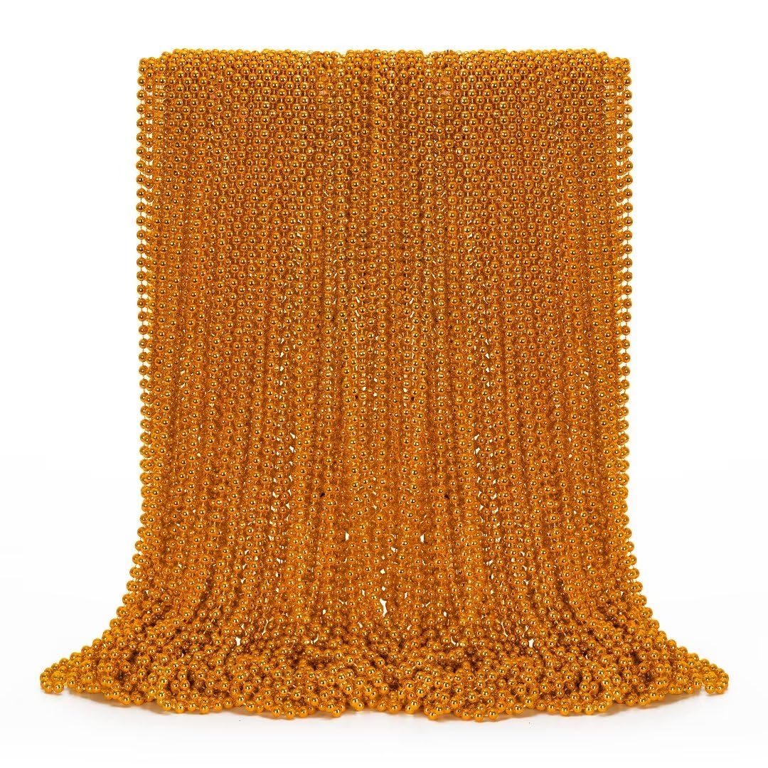 EOBOH 72PCS Mardi Gras Beads: 33 Inch Orange Bead Necklaces for Mardi Gras, Halloween & Festivals