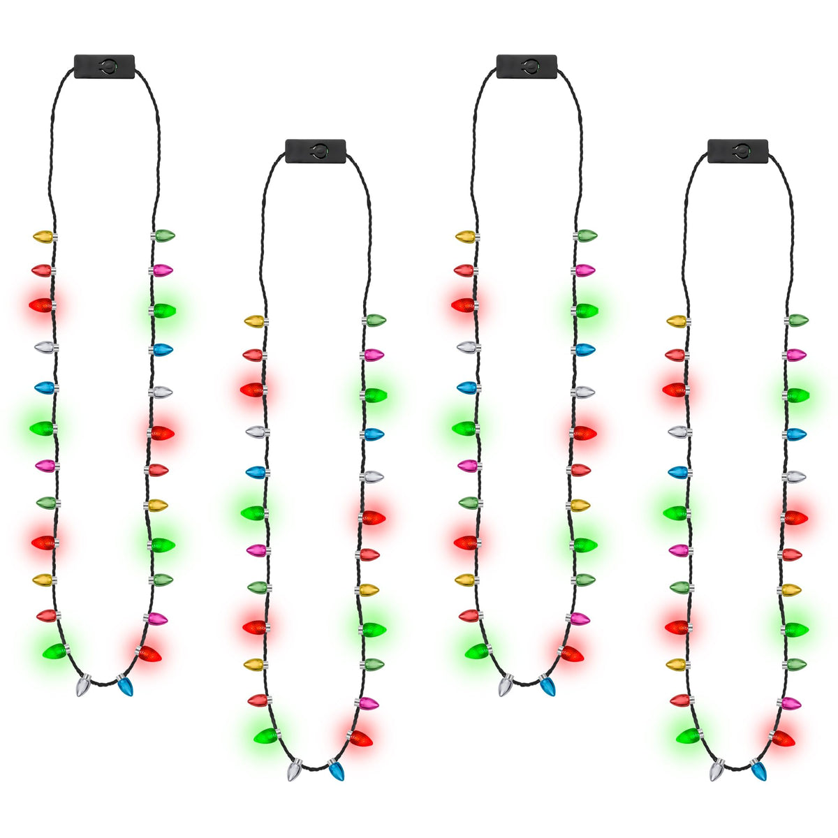 EOBOH 6-Pack Light Up Christmas Necklaces – 8-Color Glow Bulbs, 3 Modes, Xmas Party Favors