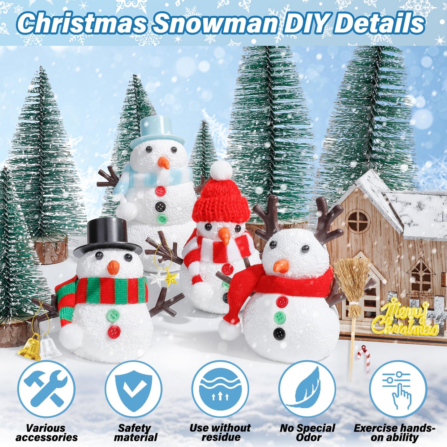 EOBOH Christmas Snowman Kit 3-Pack – DIY Indoor Snowmen for Kids