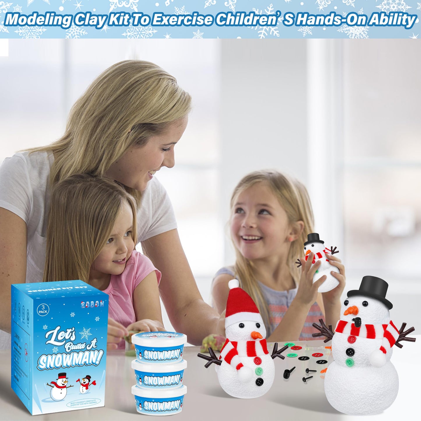 EOBOH Christmas Snowman Kit 3-Pack – DIY Indoor Snowmen for Kids