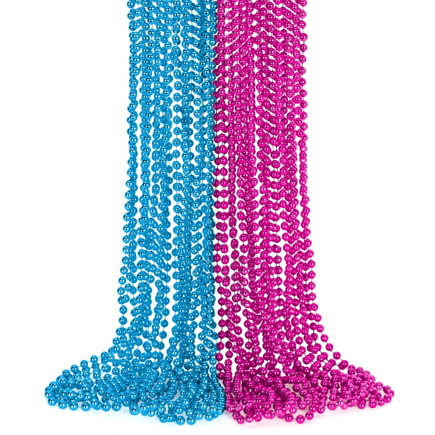 EOBOH Gender Reveal Beads Decorations – 12 Pink & Blue Necklaces, 33-inch