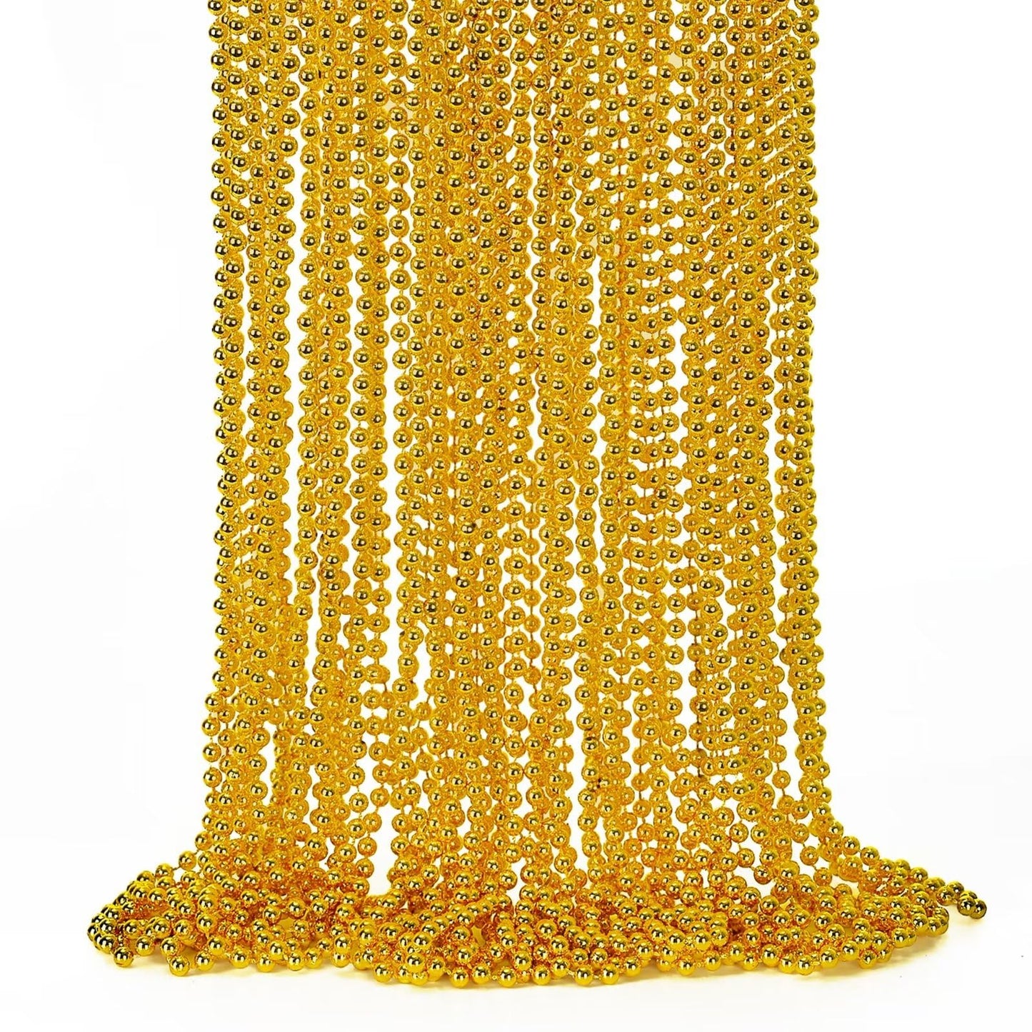EOBOH Gold Bead Necklace Set – 24pcs, 33in Festival Beads for Mardi Gras & Holidays