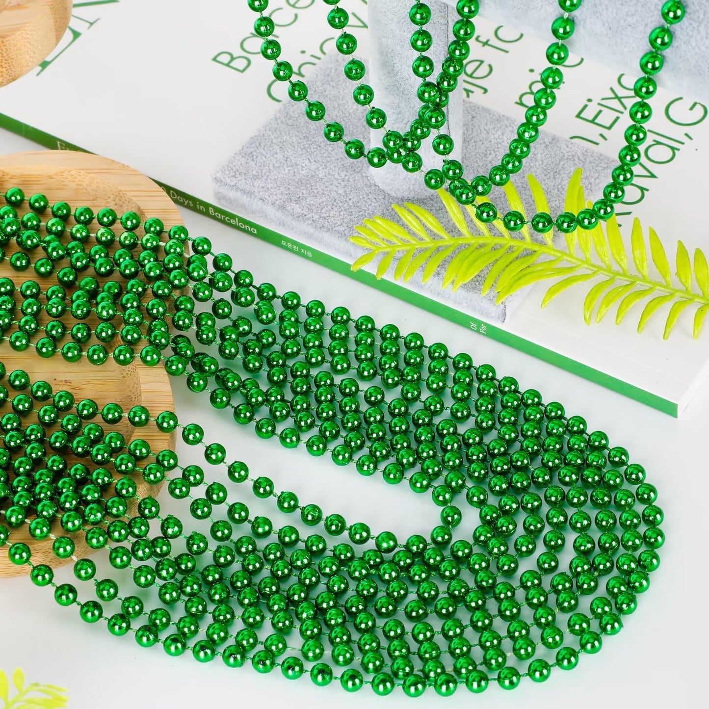 EOBOH 144Pcs St Patrick's Day Beads Bulk – Green Necklaces for Parades & Parties