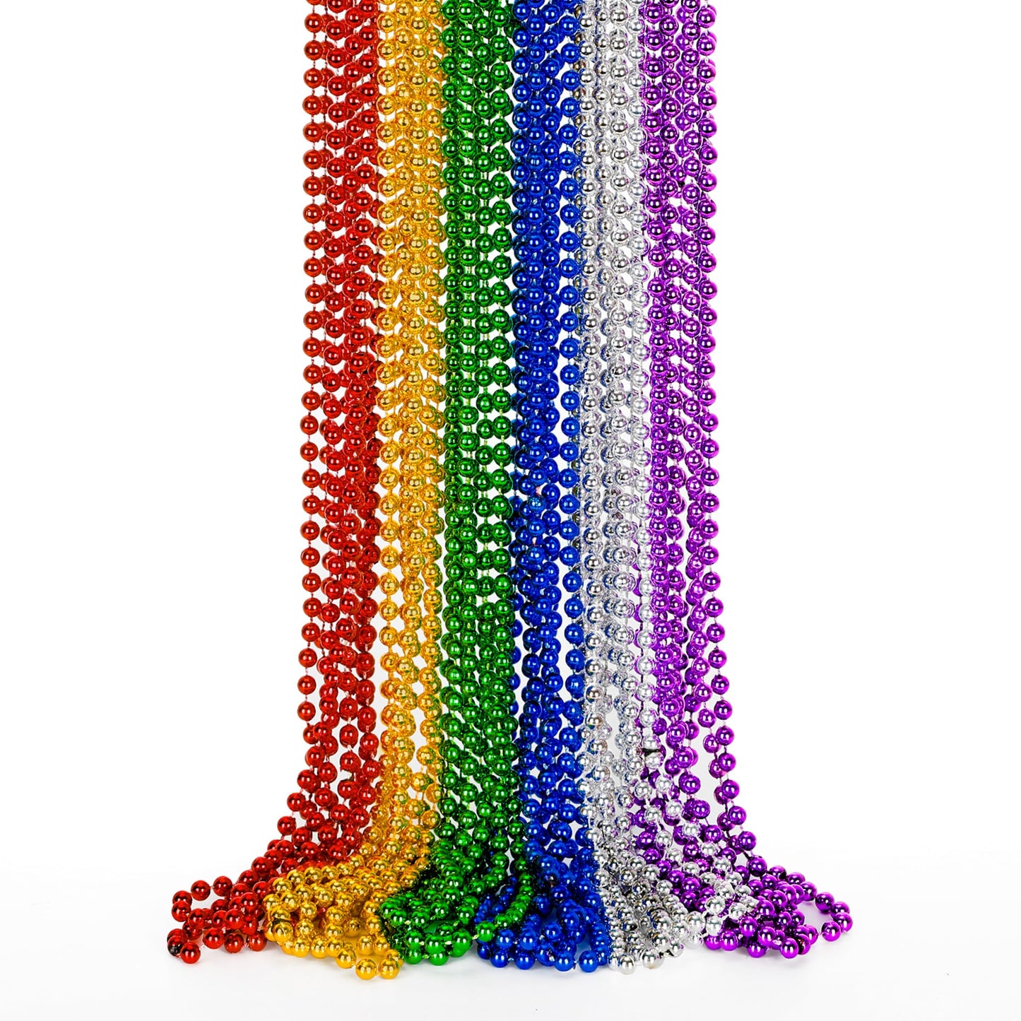 EOBOH Mardi Gras Beads – 12PCS, 33" Beaded Necklaces, 6 Metallic Colors for Parades & Festivals