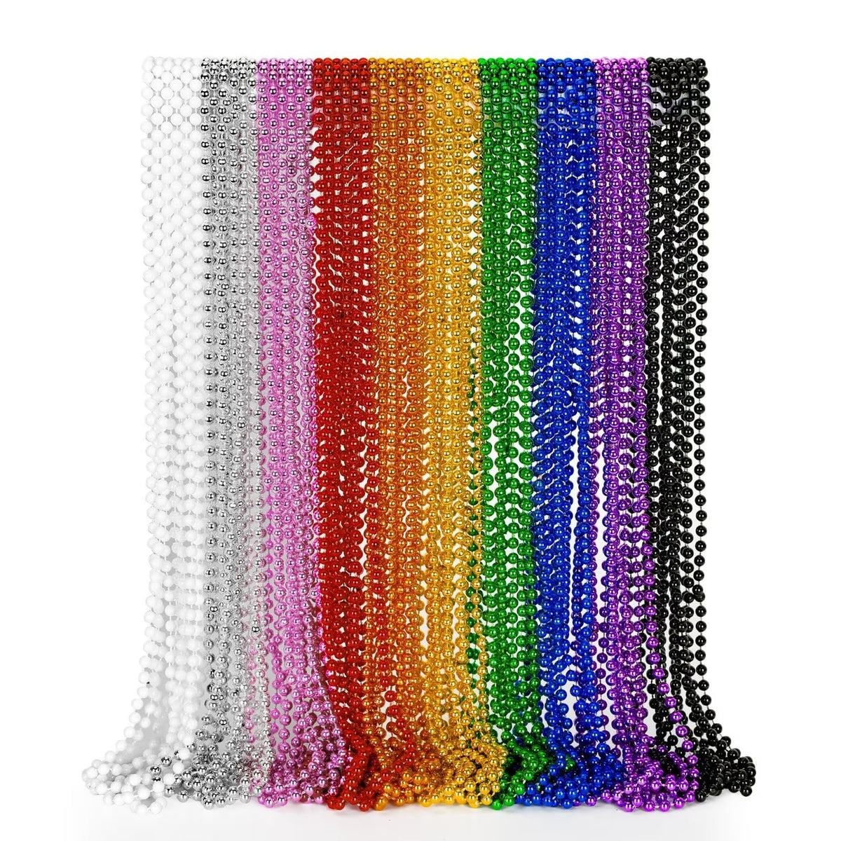 EOBOH 50-Pack Mardi Gras Beads – 33-inch Metallic Bead Necklaces for Parties, Parades & Weddings