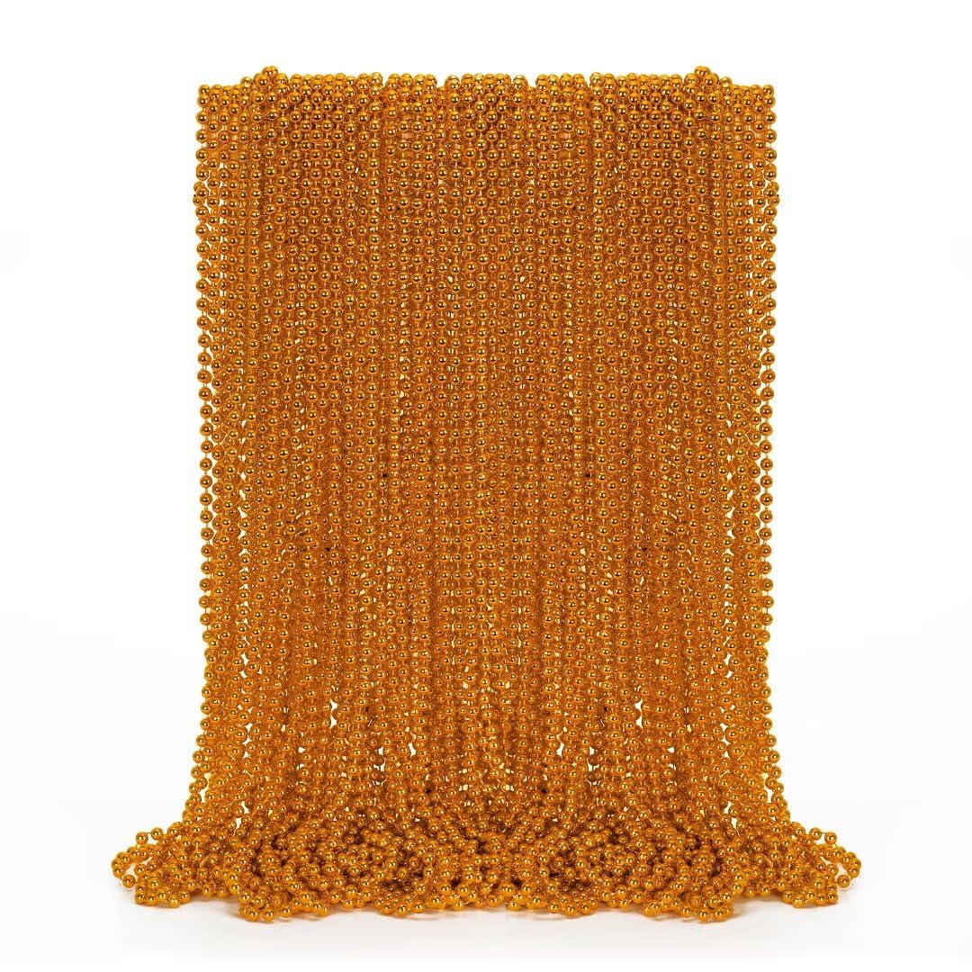 EOBOH 50PCS Orange Bead Necklaces – 33-Inch Mardi Gras Party Favors