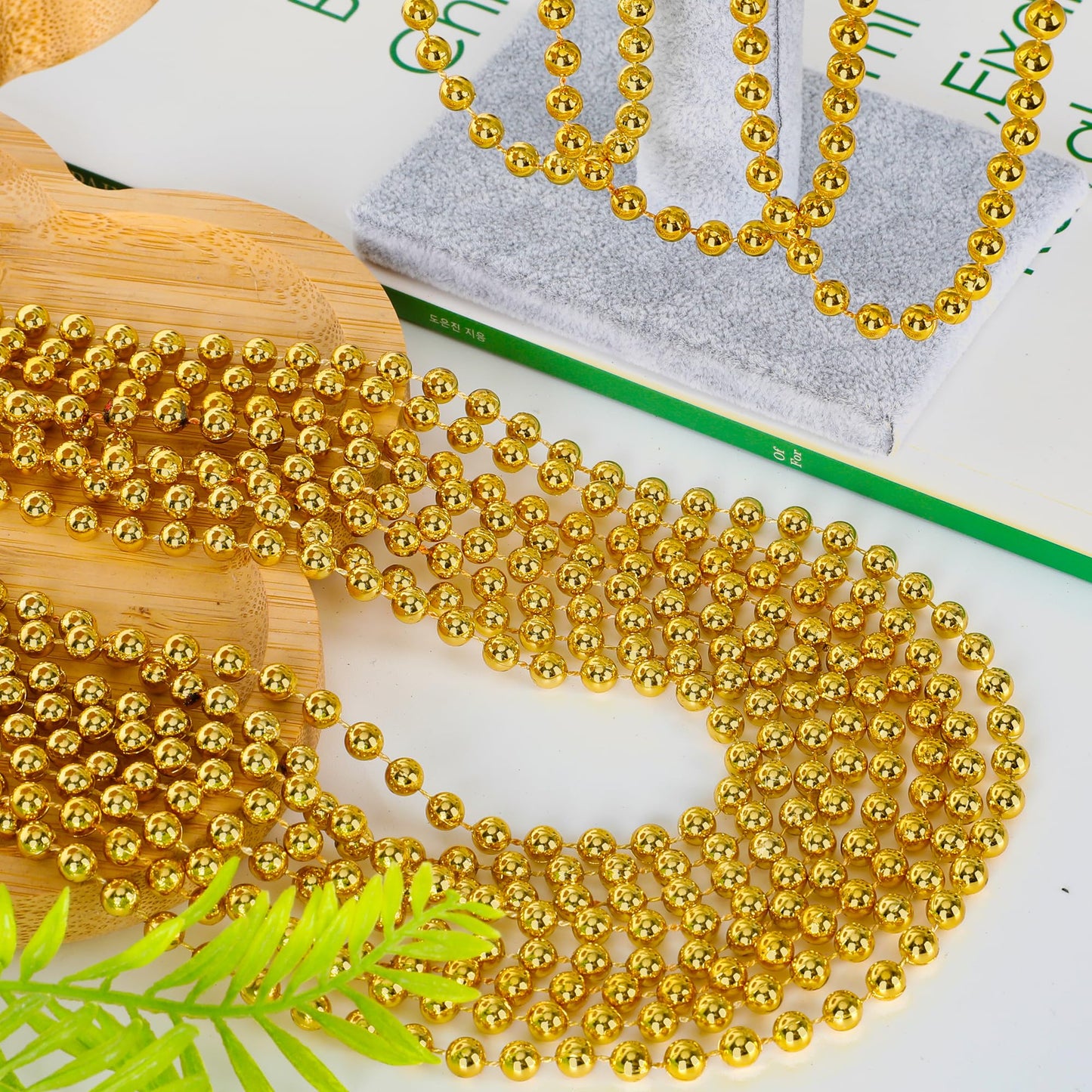 EOBOH 30PCS Mardi Gras Beads – Gold 33" Bead Necklaces for Parties, Parades & Celebrations