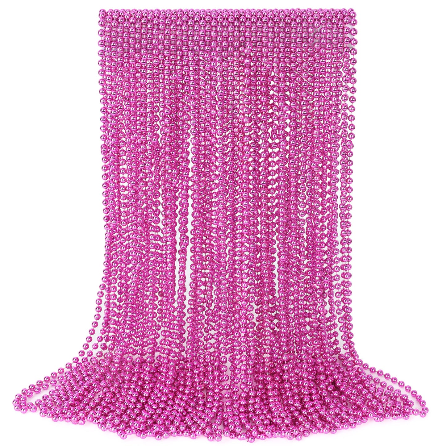 EOBOH 30Pcs Bead Necklace Set - 33in Pink Breast Cancer Awareness Mardi Gras Beads