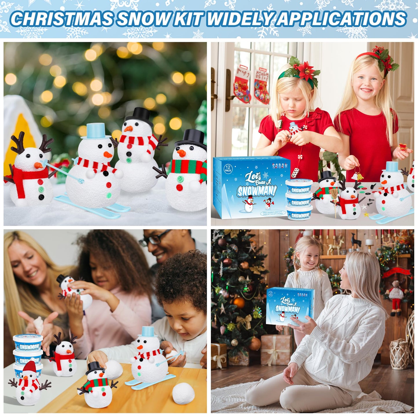 EOBOH 24-Pack Build a Snowman Kit – Christmas DIY Snowman Crafts for Kids