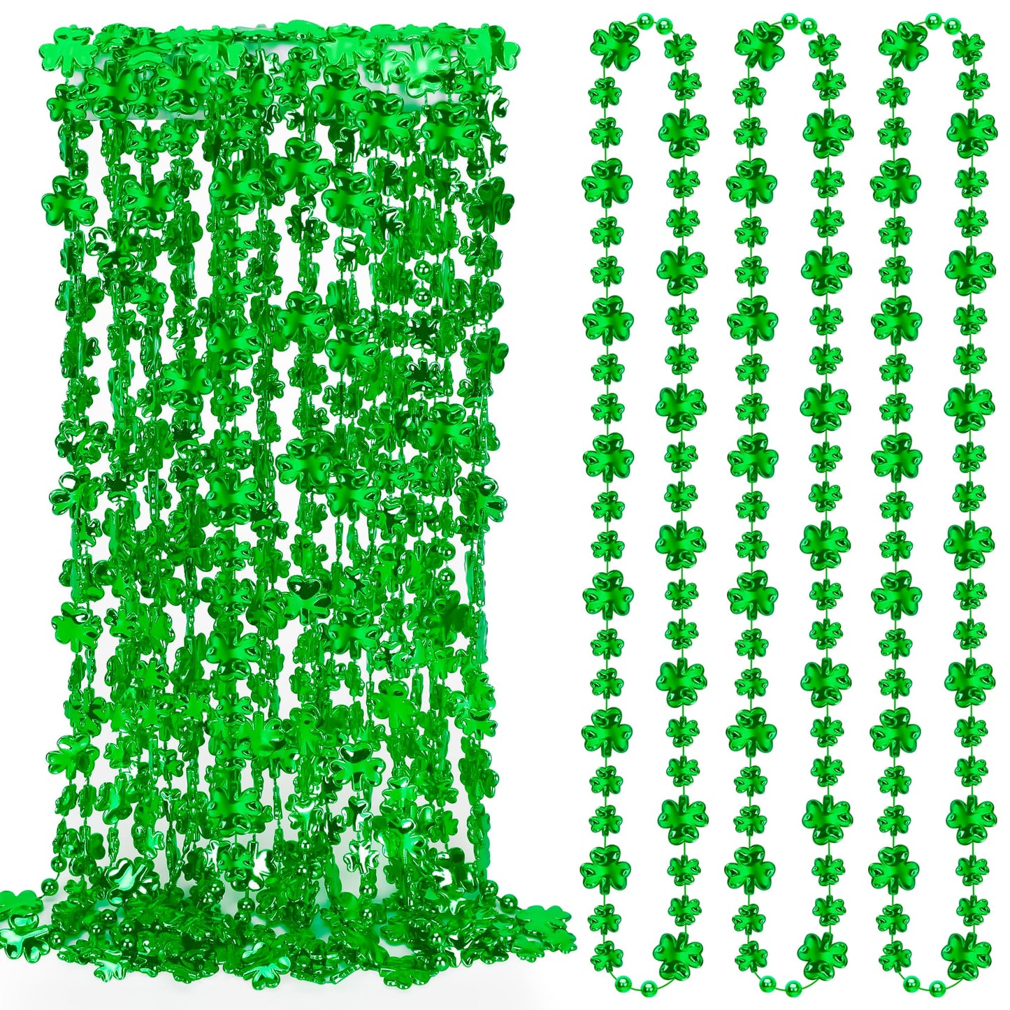 EOBOH 12-Pack St Patrick's Day Bead Necklaces – Shamrock Green Parade Decor Bulk