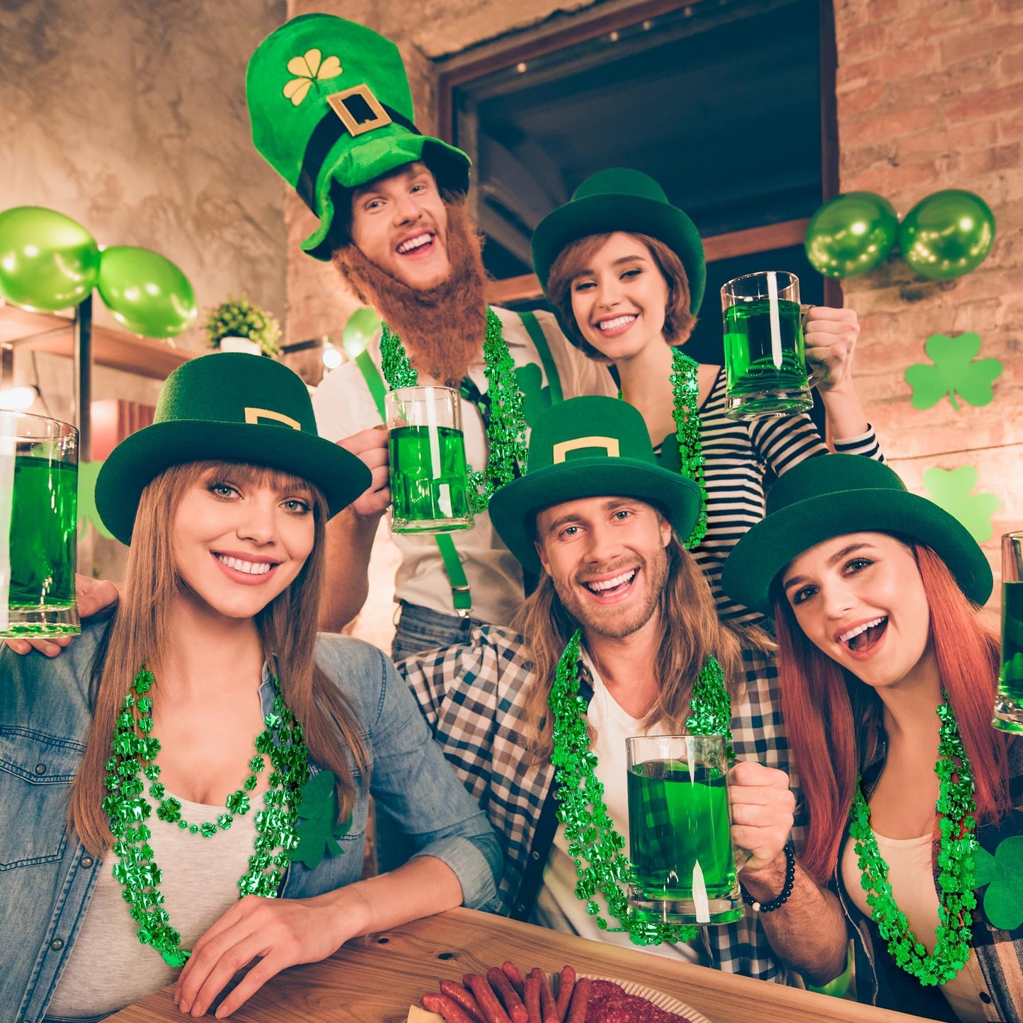 EOBOH 12-Pack St Patrick's Day Bead Necklaces – Shamrock Green Parade Decor Bulk