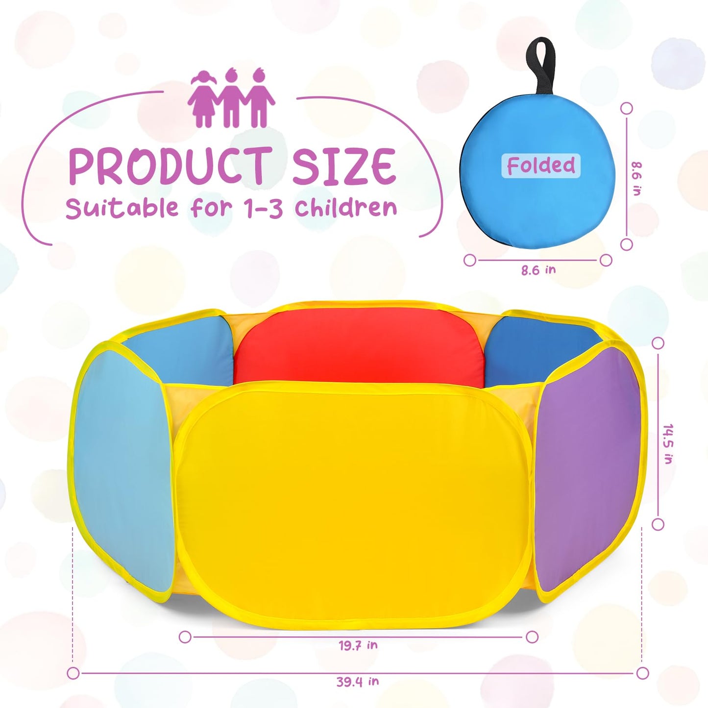 Eocolz Kids Ball Pit Pop-Up Tent – Large Indoor/Outdoor Playhouse with Basketball Hoop (1M Multicolor)