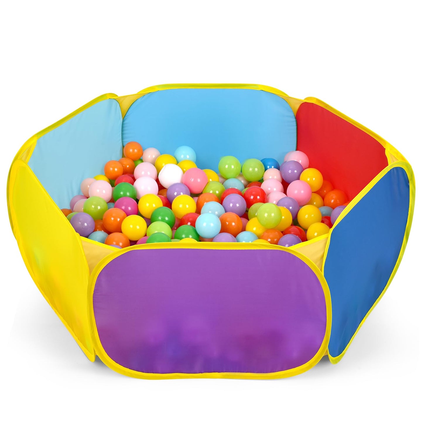 Eocolz Kids Ball Pit Pop-Up Tent – Large Indoor/Outdoor Playhouse with Basketball Hoop (1M Multicolor)