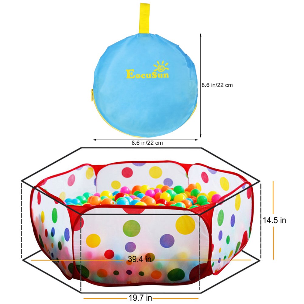 EocuSun Kids Ball Pit Large Pop Up Tent – Indoor/Outdoor Play Space (ARed)