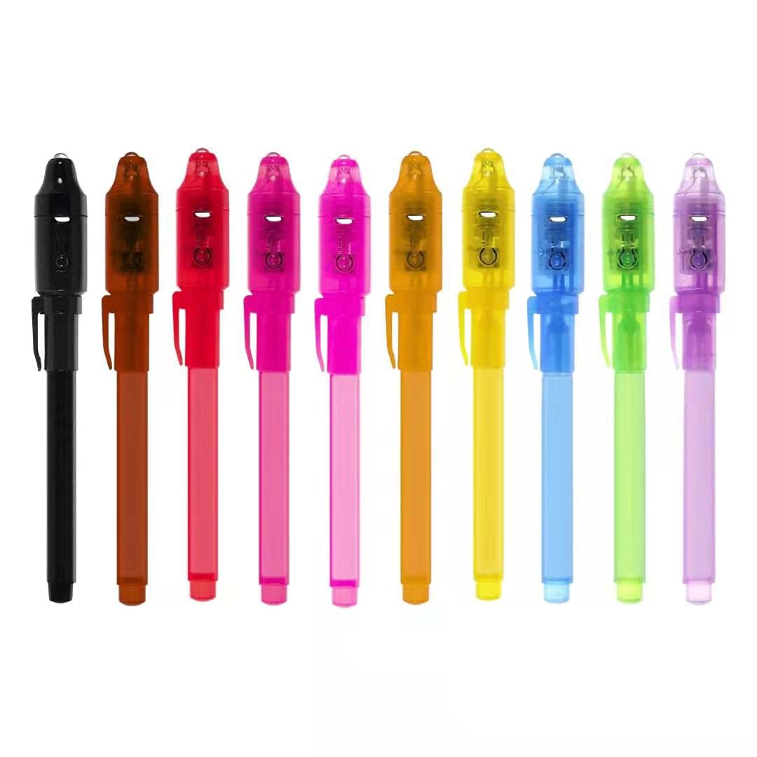 EODVICS Invisible Ink Pens with Light – 10-Pack Spy Pen for Secret Messages and Party Fun