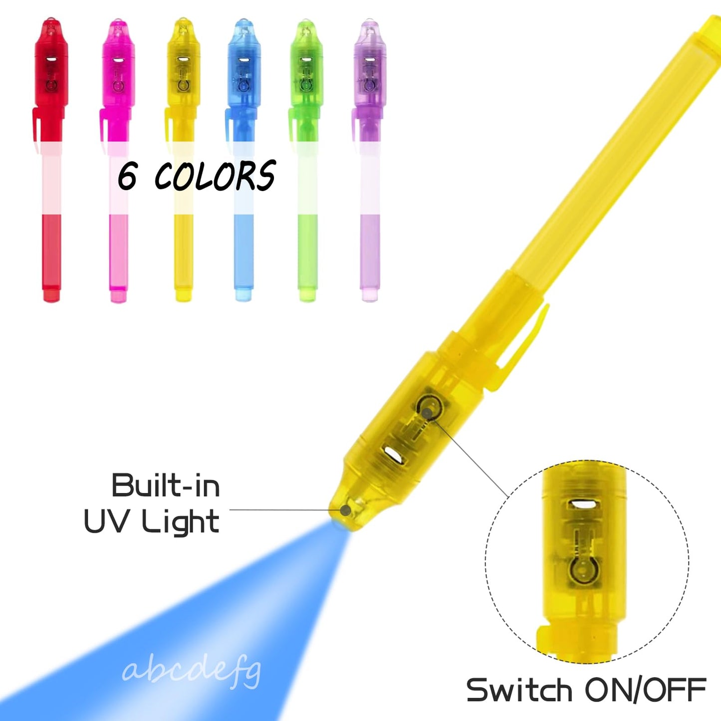 EODVICS Invisible Ink Pen – 6pc Spy UV Light Marker Set