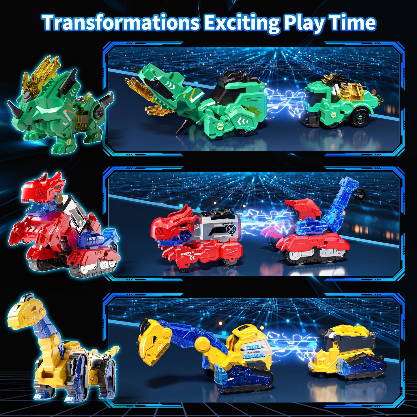 Eohemeral 6-in-1 Dinosaur Transforming Robot Toy Set | STEM Toy for Kids 3–12