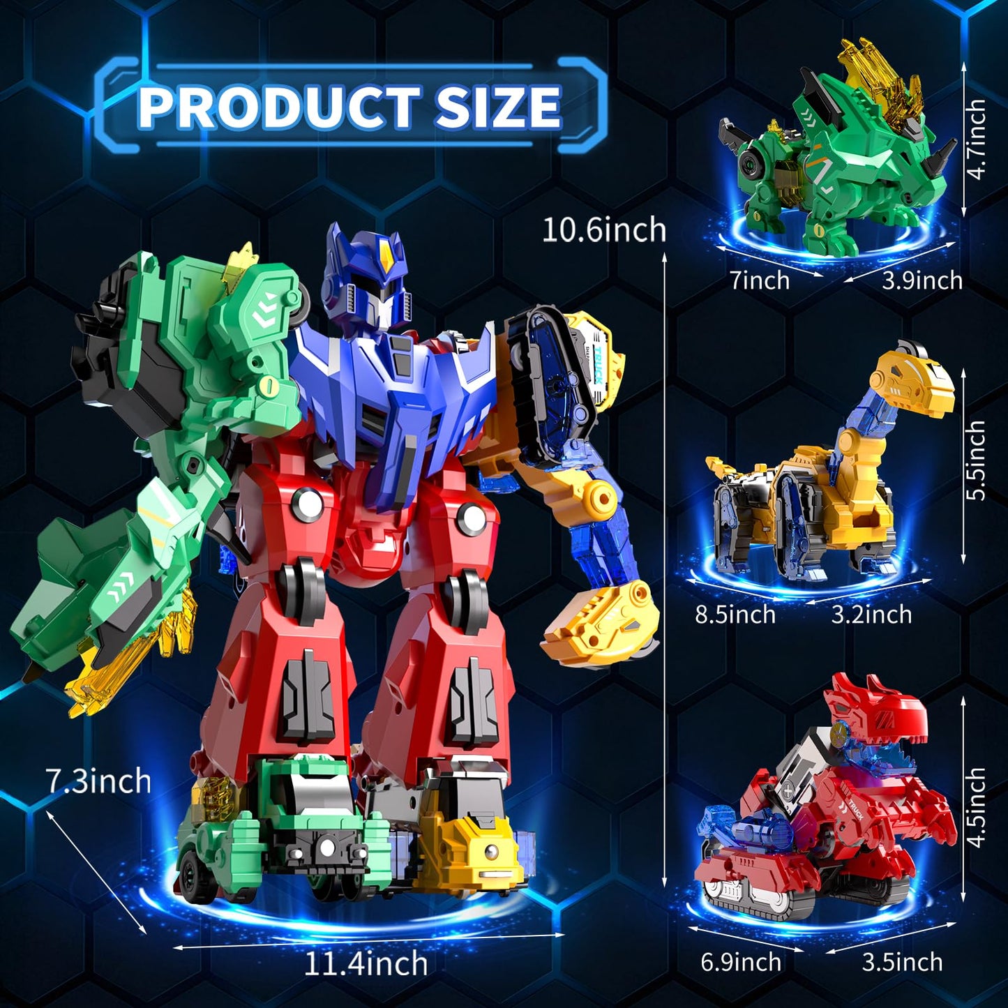 Eohemeral 6-in-1 Dinosaur Transforming Robot Toy Set | STEM Toy for Kids 3–12