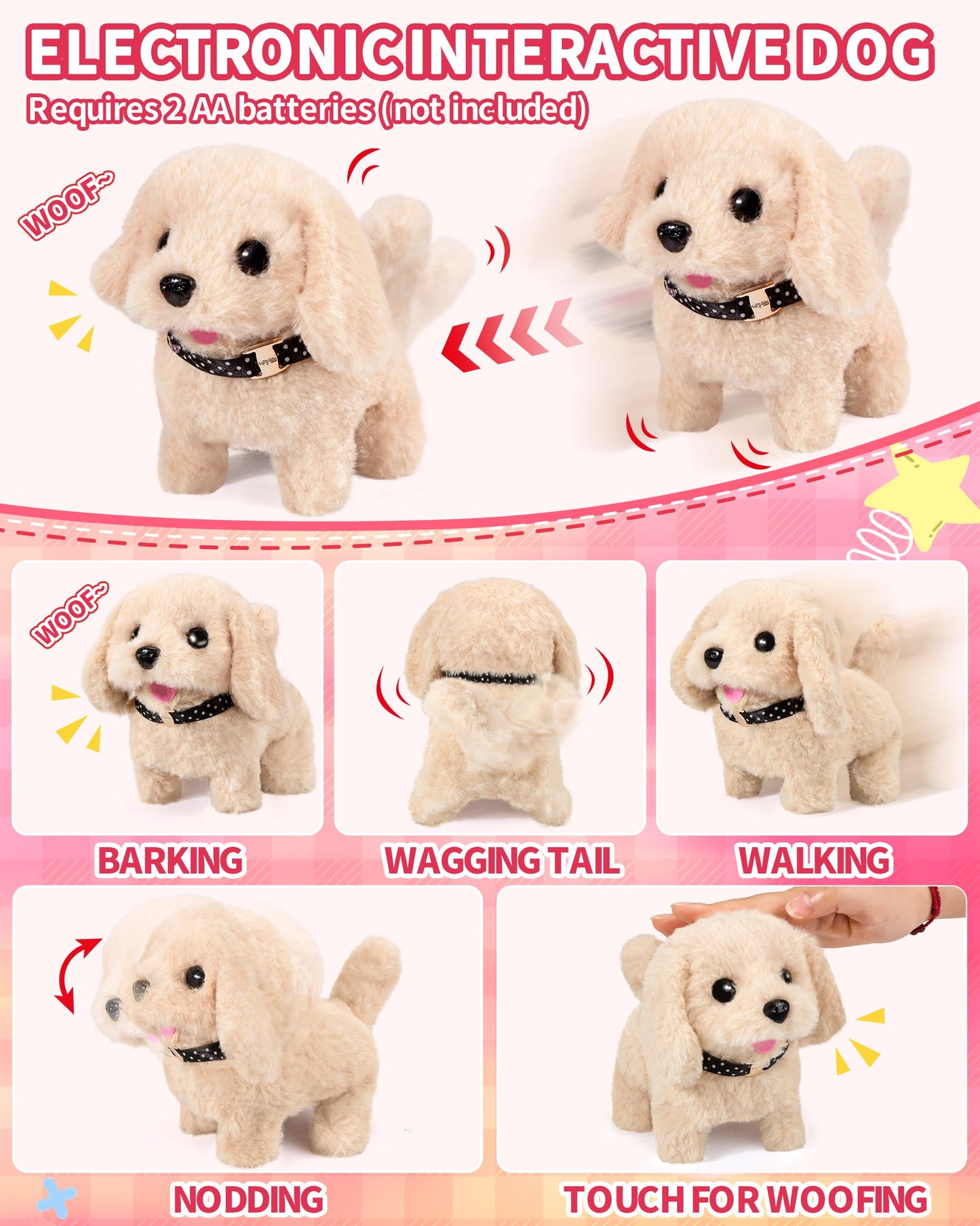 Eohemeral 23-Pcs Interactive Walking Dog Toy for Kids – Realistic Barking Plush Puppy with Carrier & Leash