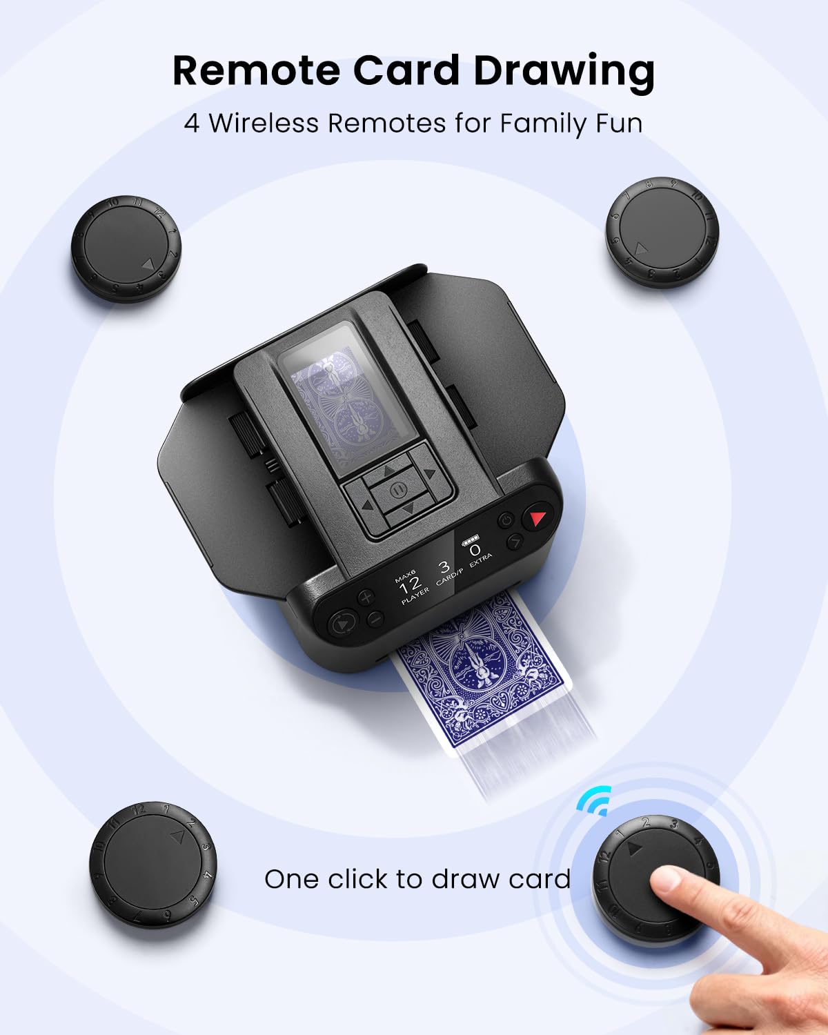 Eolzzi Black Pro 2-in-1 Card Shuffler & Dealer – 12-Player Wireless System with Gift Box