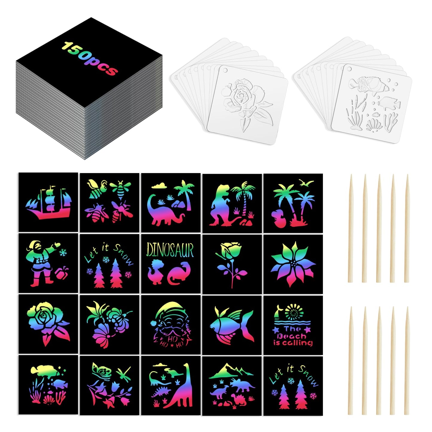 Eommmgl-180 Rainbow Scratch Paper Set | Creative Kids Scratch Art for Ages 4–12