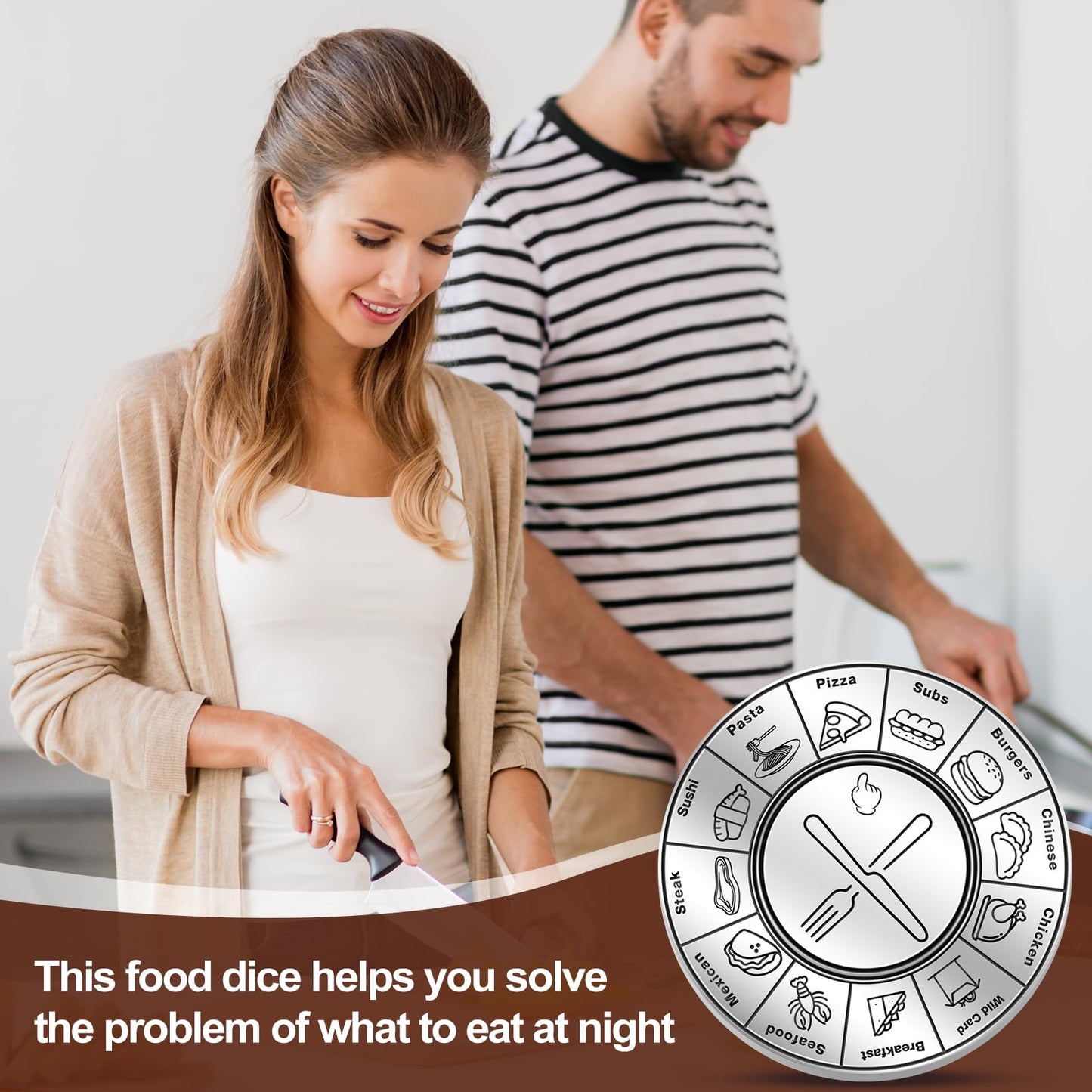 Eonakry Valentine’s Day Gifts for Him & Her | Steel Turntable Food Dice for Couple Date Nights