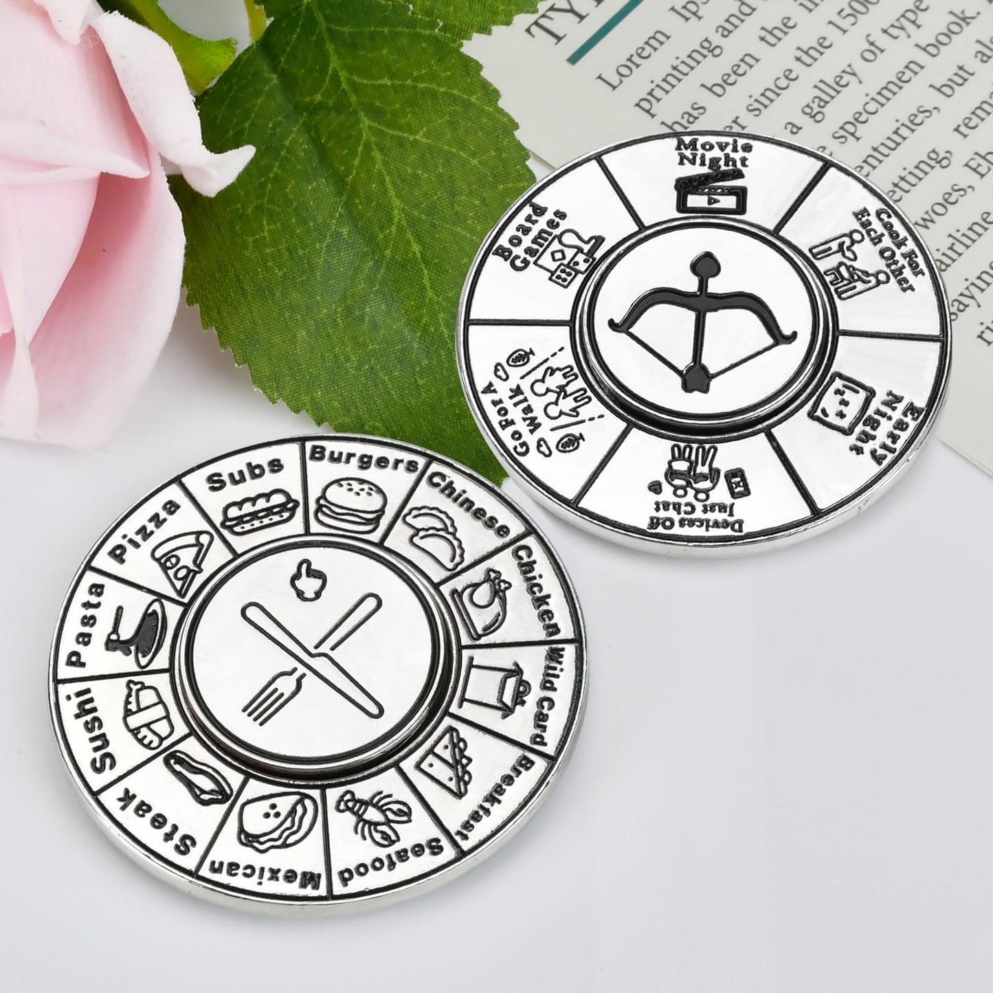 Eonakry Valentine’s Day Gifts for Him & Her | Steel Turntable Food Dice for Couple Date Nights