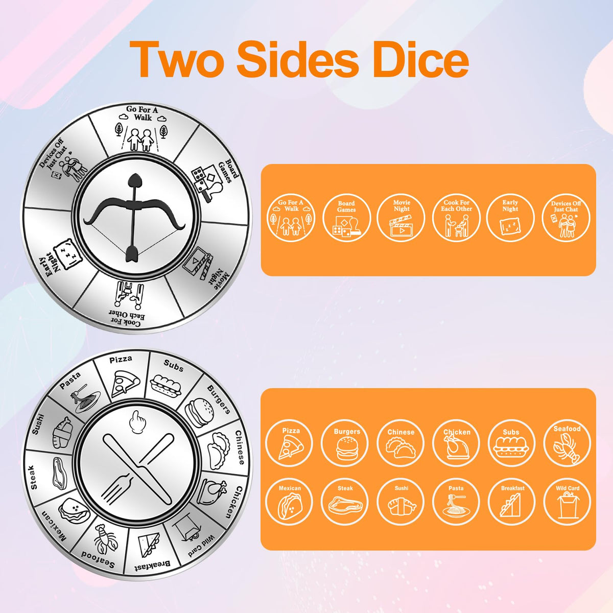 Eonakry Valentine’s Day Gifts for Him & Her | Steel Turntable Food Dice for Couple Date Nights