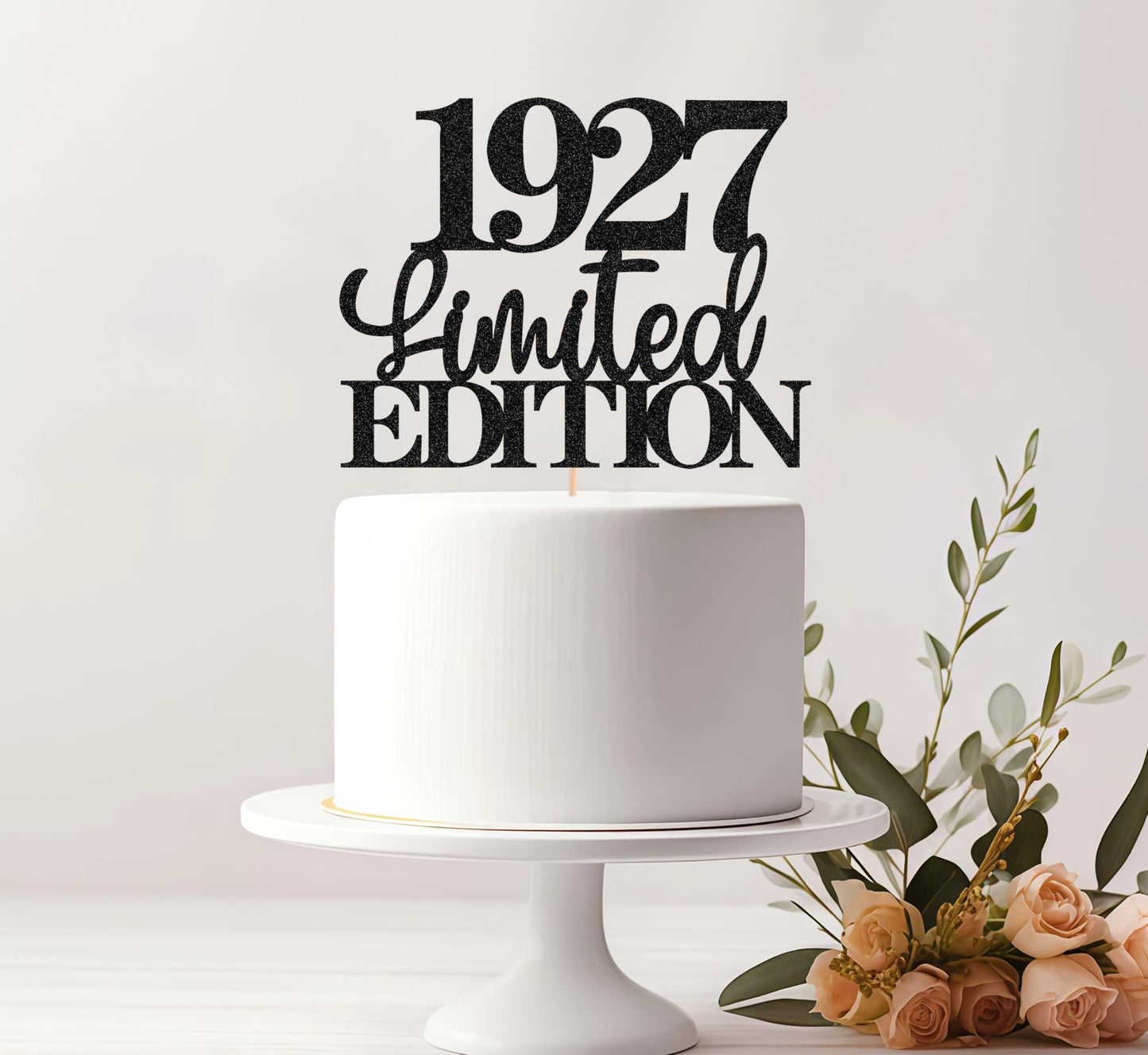 EONNCNT Limited EDITION 1927 Cake Topper – Black Glitter for 99th Birthday