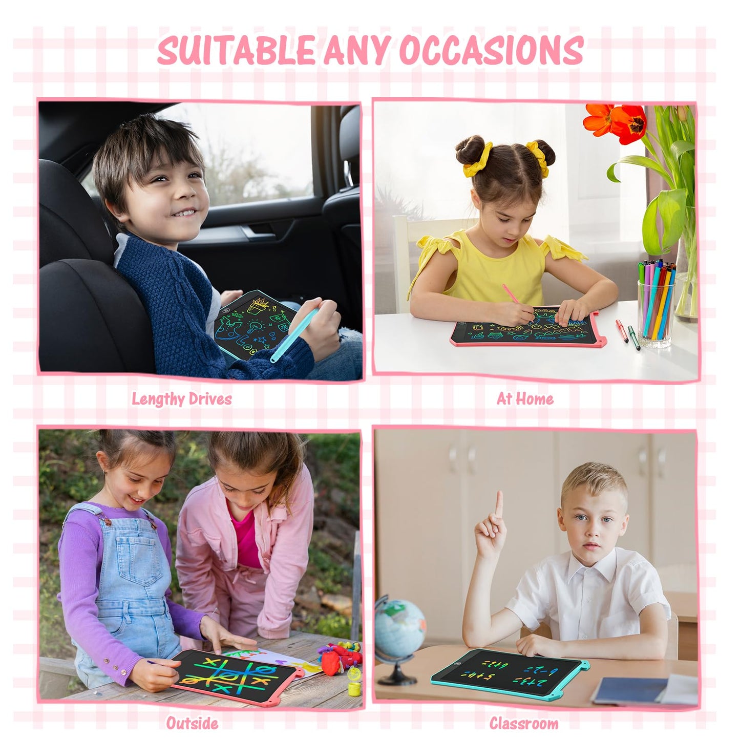 EooCoo 8.5-Inch LCD Writing Tablet for Kids – 2 Pack Toddler Doodle Boards for Travel