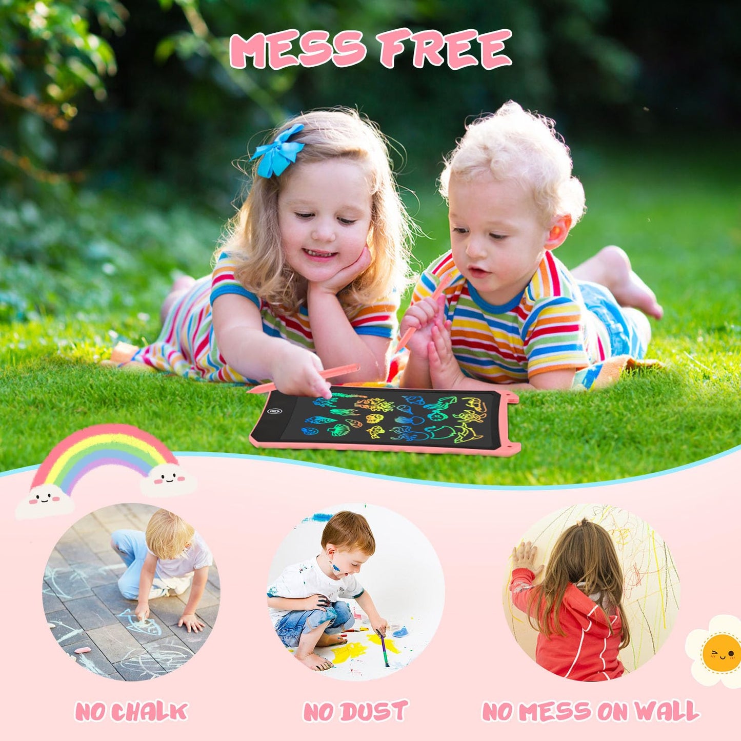 EooCoo 8.5-Inch LCD Writing Tablet for Kids – 2 Pack Toddler Doodle Boards for Travel
