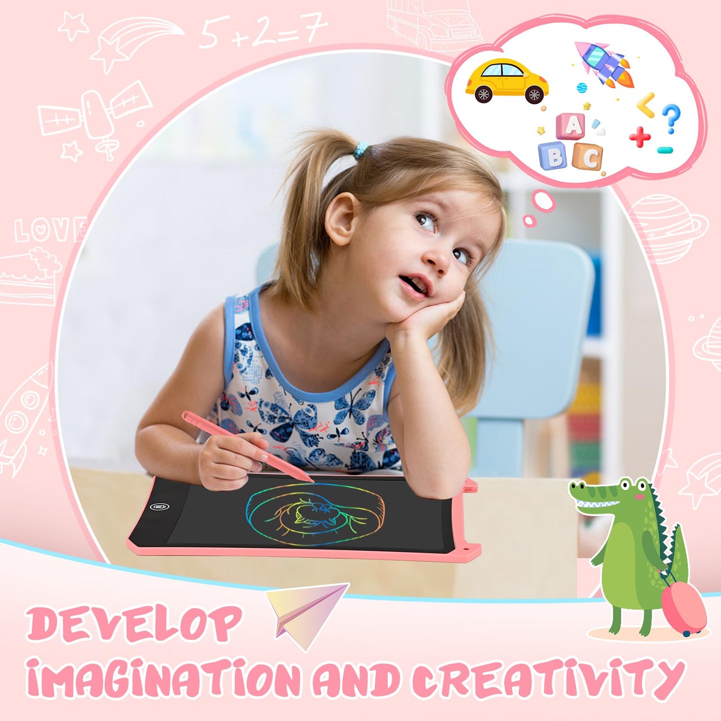 EooCoo 8.5-Inch LCD Writing Tablet for Kids – 2 Pack Toddler Doodle Boards for Travel