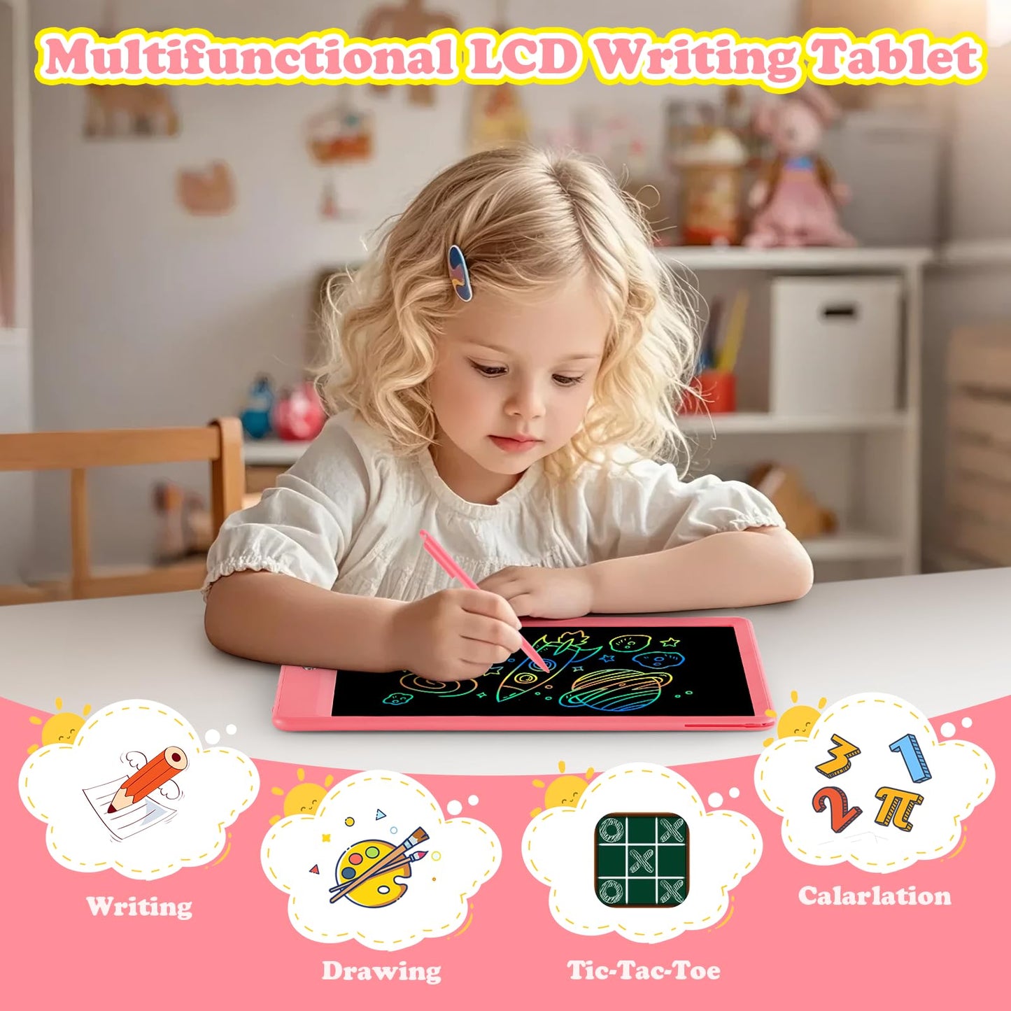 EooCoo 10-Inch LCD Writing Tablet for Kids – Colorful Doodle Board (2 Pack)