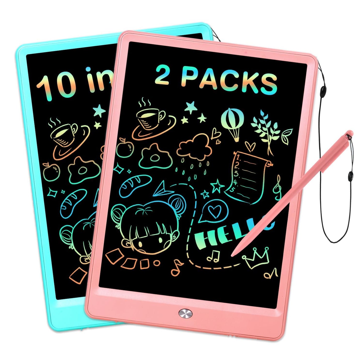 EooCoo 10-Inch LCD Writing Tablet for Kids – Colorful Doodle Board (2 Pack)