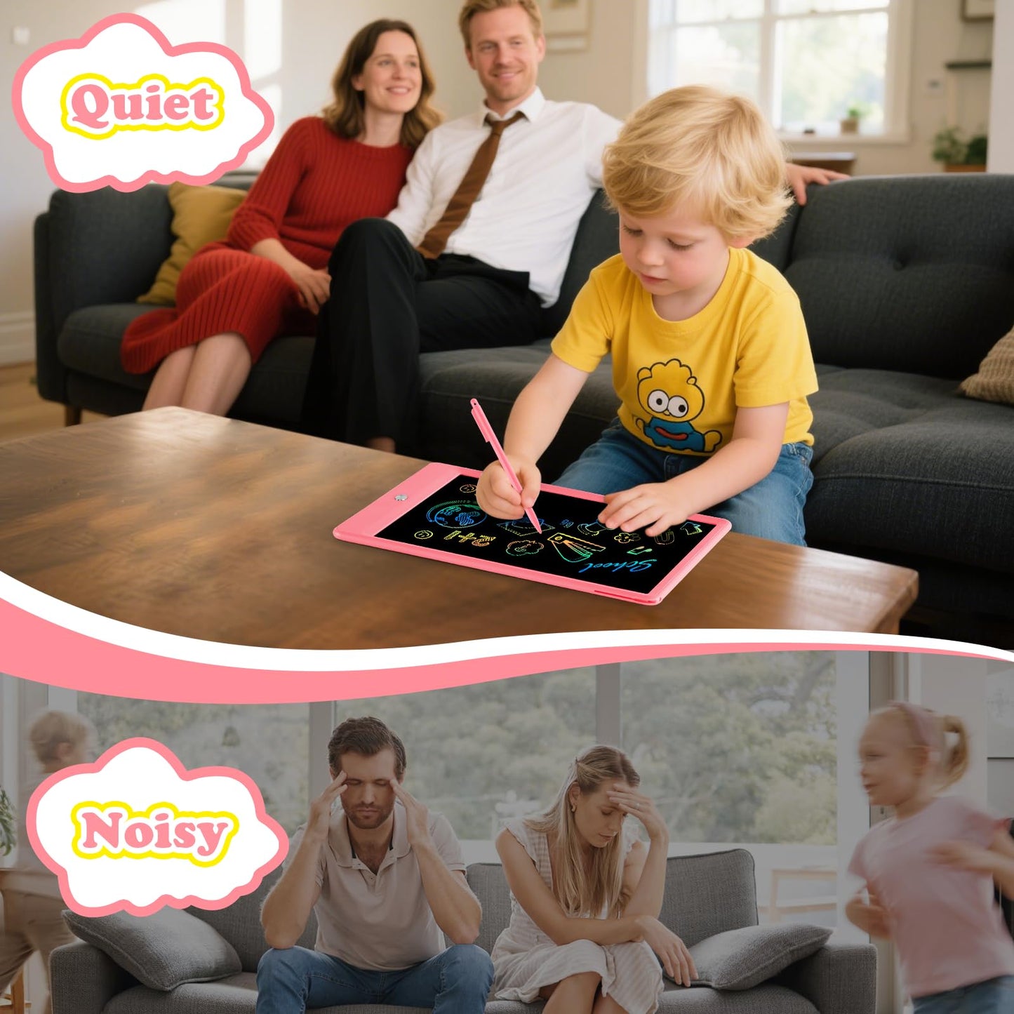 EooCoo 10-Inch LCD Writing Tablet for Kids – Colorful Doodle Board (2 Pack)