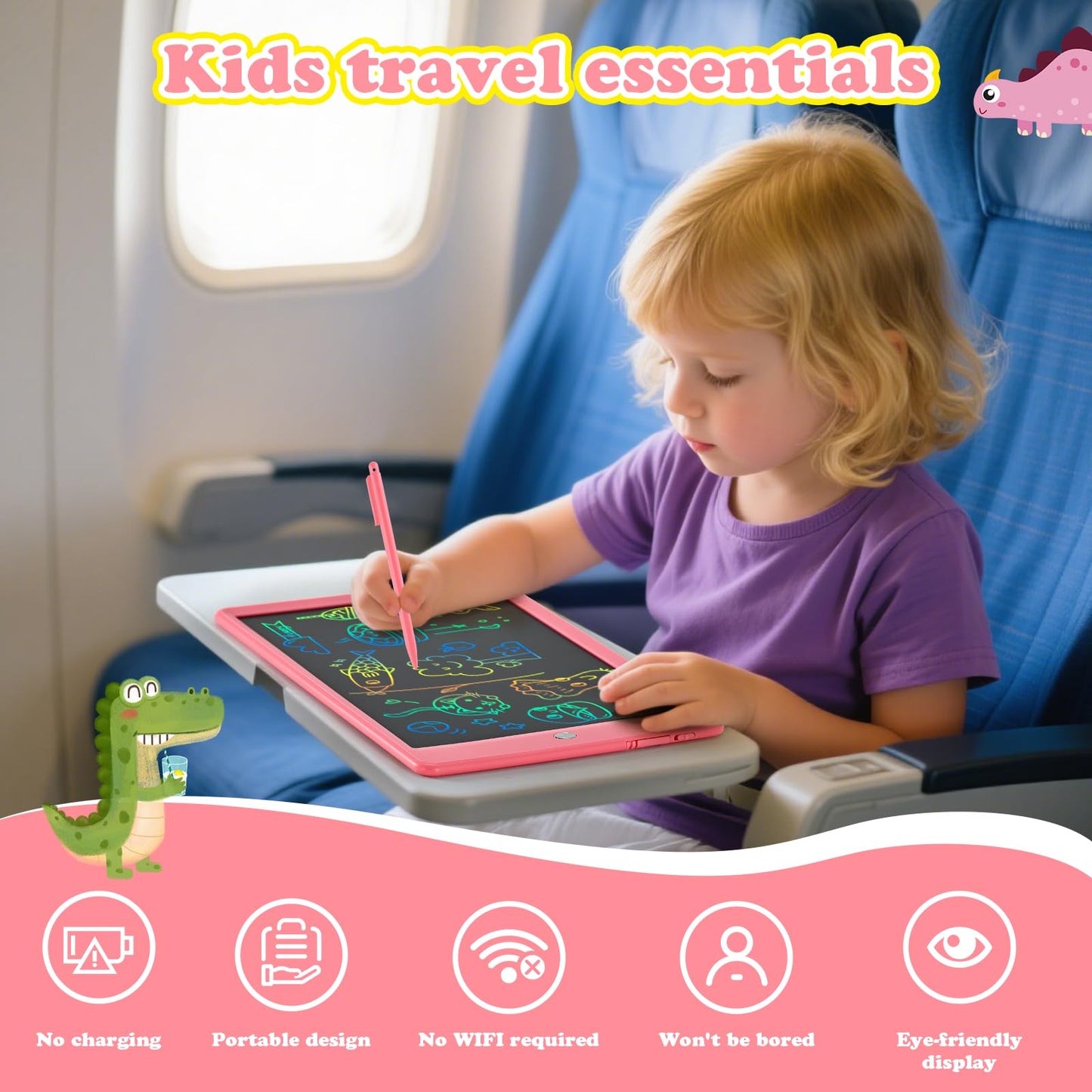 EooCoo 10-Inch LCD Writing Tablet for Kids – Colorful Doodle Board (2 Pack)