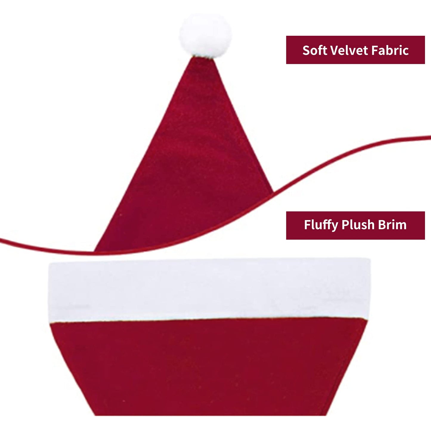 Eoocan Santa Hat for Kids – Velvet Wine Red Unisex Christmas Hat | Extra Thick Plush