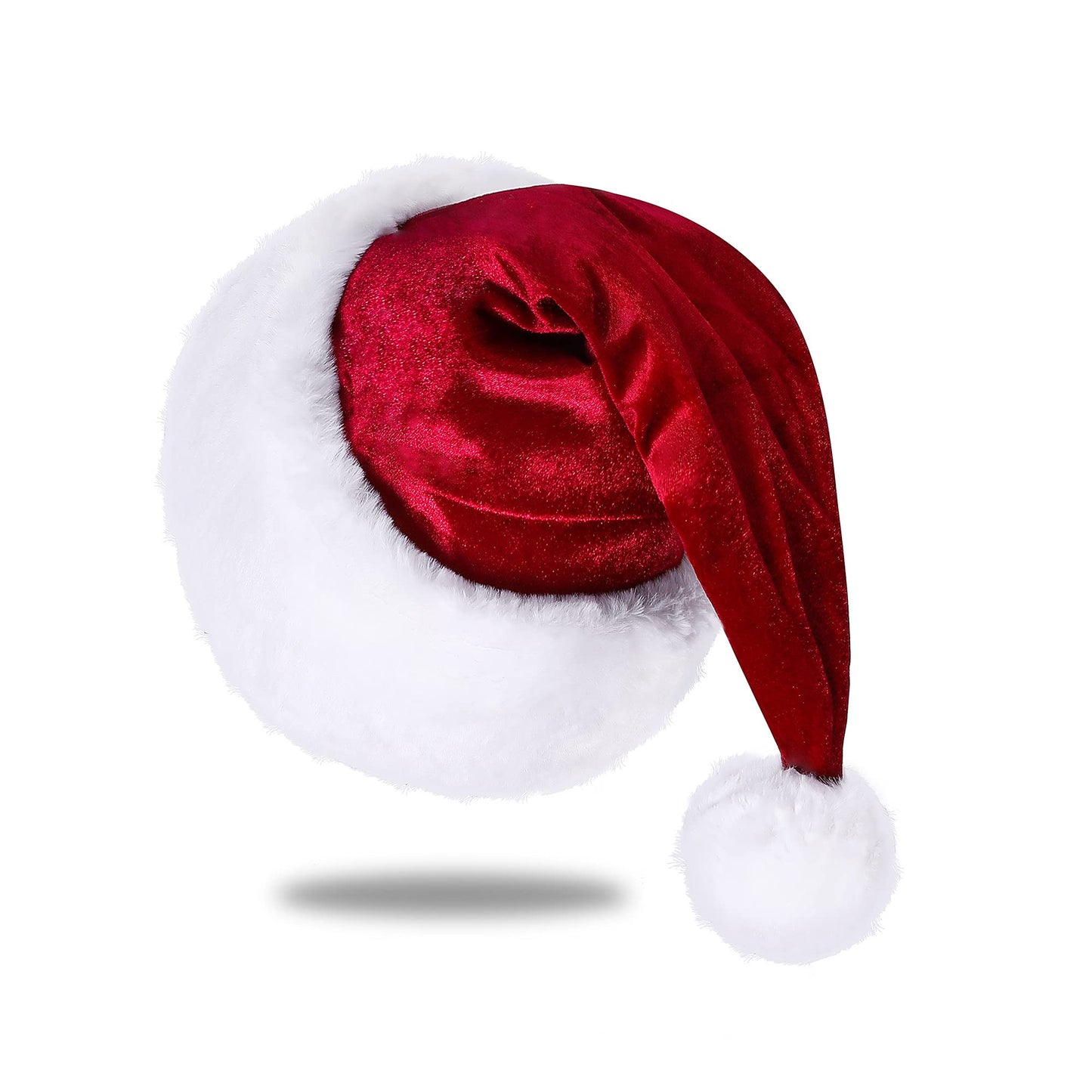 Eoocan Santa Hat for Kids – Velvet Wine Red Unisex Christmas Hat | Extra Thick Plush