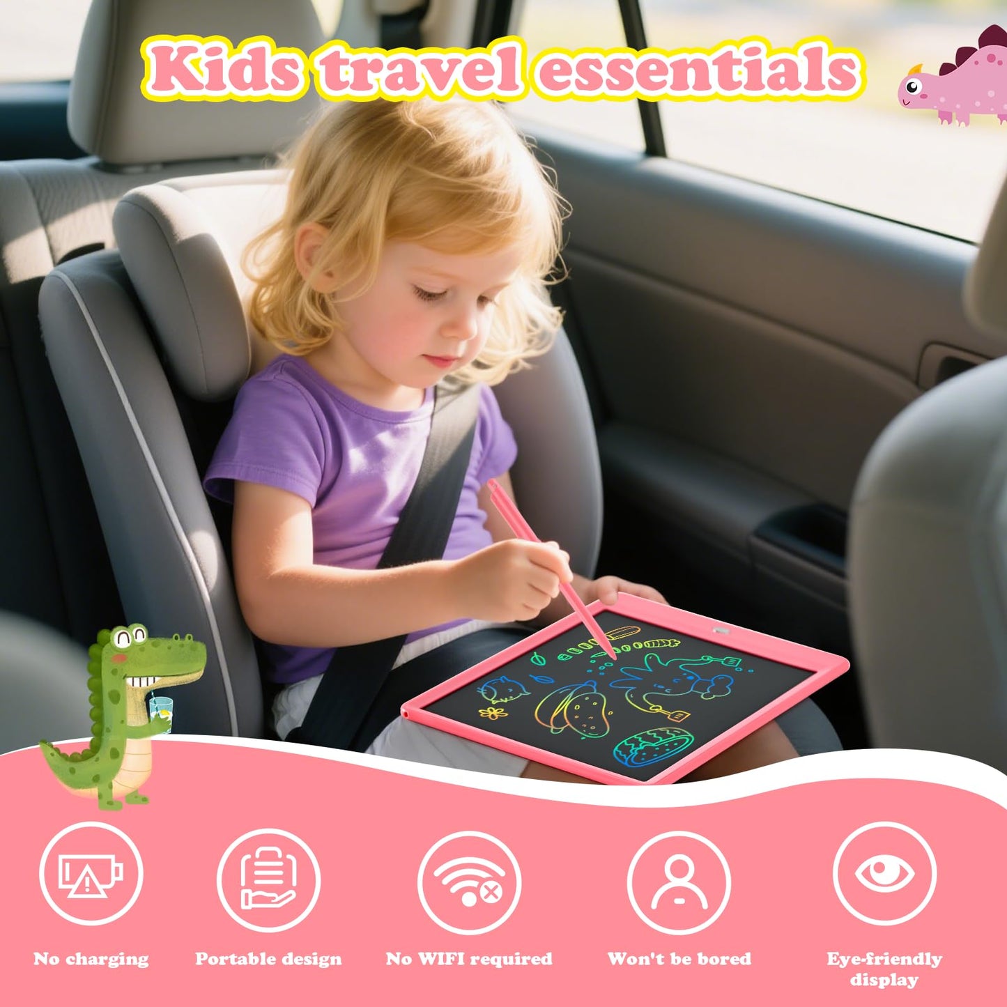 EooCoo LCD Writing Tablet for Kids – 10-Inch Doodle Board, Travel Toy, Mess-Free Coloring