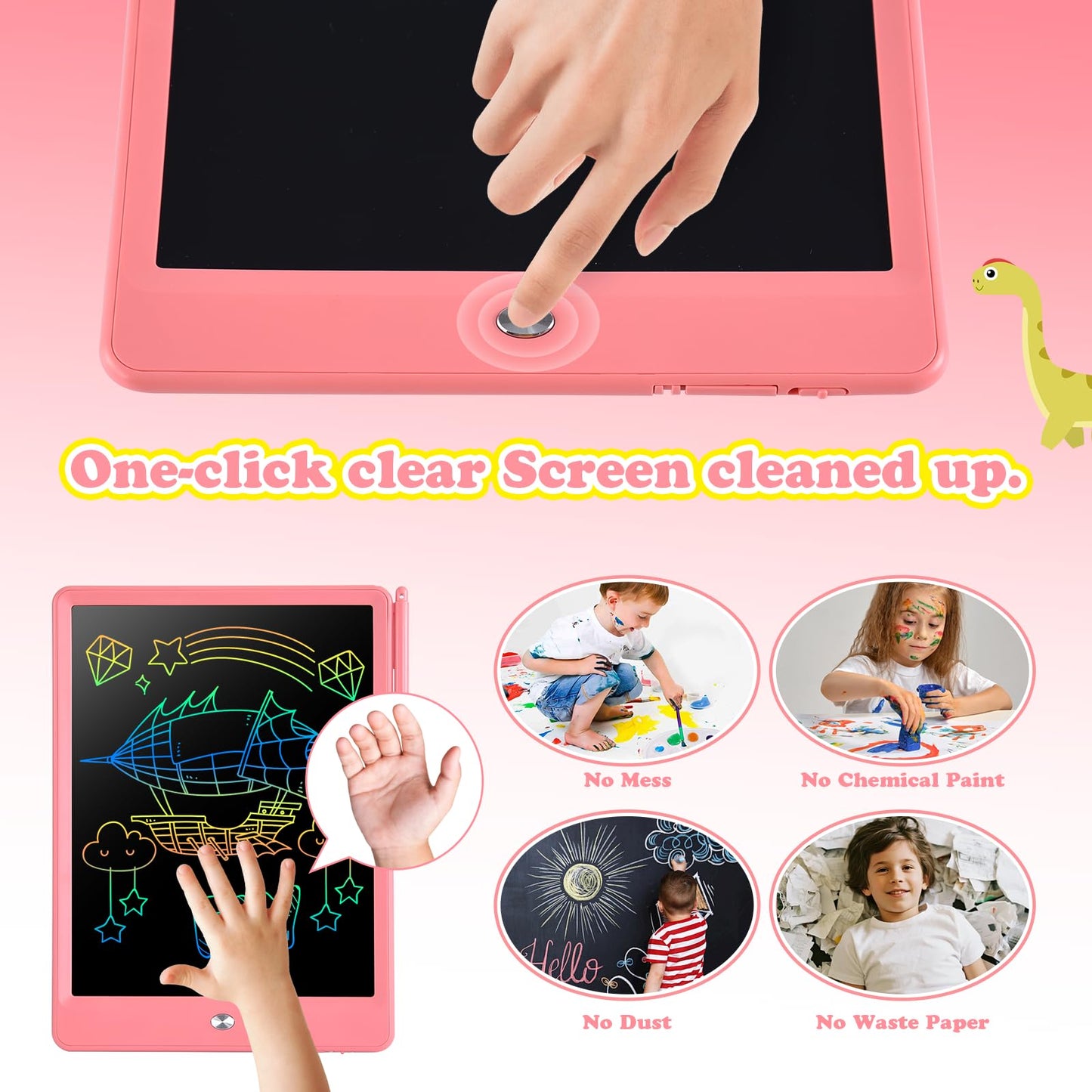 EooCoo LCD Writing Tablet for Kids – 10-Inch Doodle Board, Travel Toy, Mess-Free Coloring
