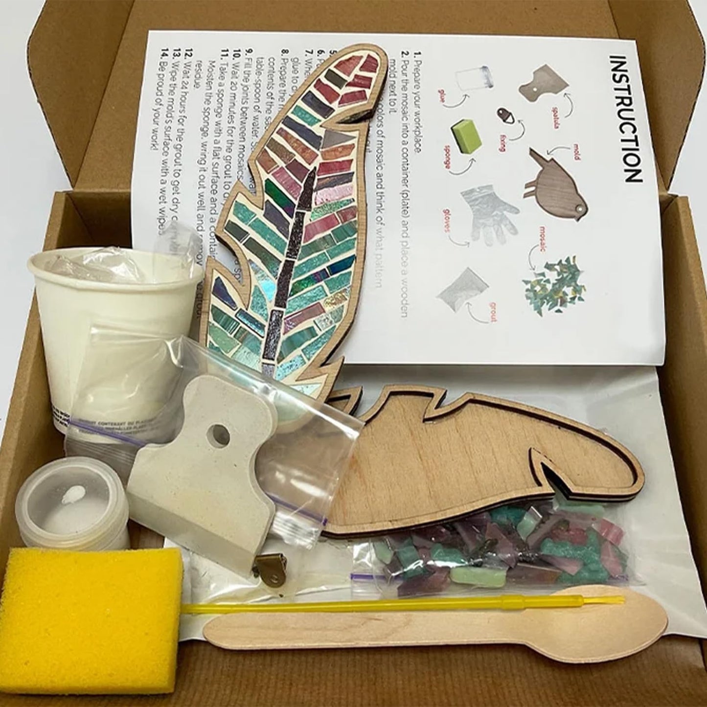 EOQIFJM Craft Kit for Adults - Porcelain Tile Mixed Colour Mosaic DIY Home Decoration Painting Art